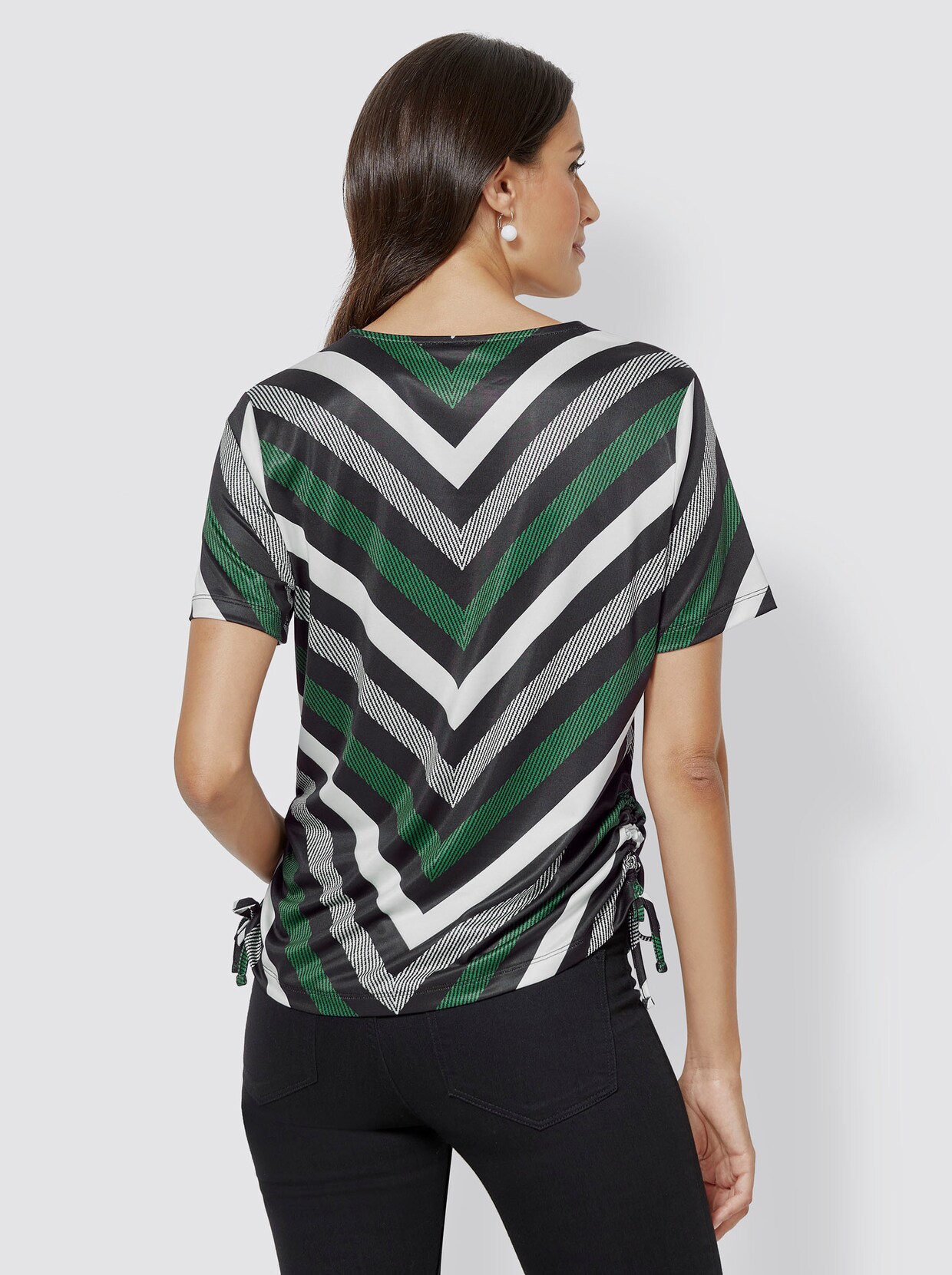Shirt met V-hals - groen geprint