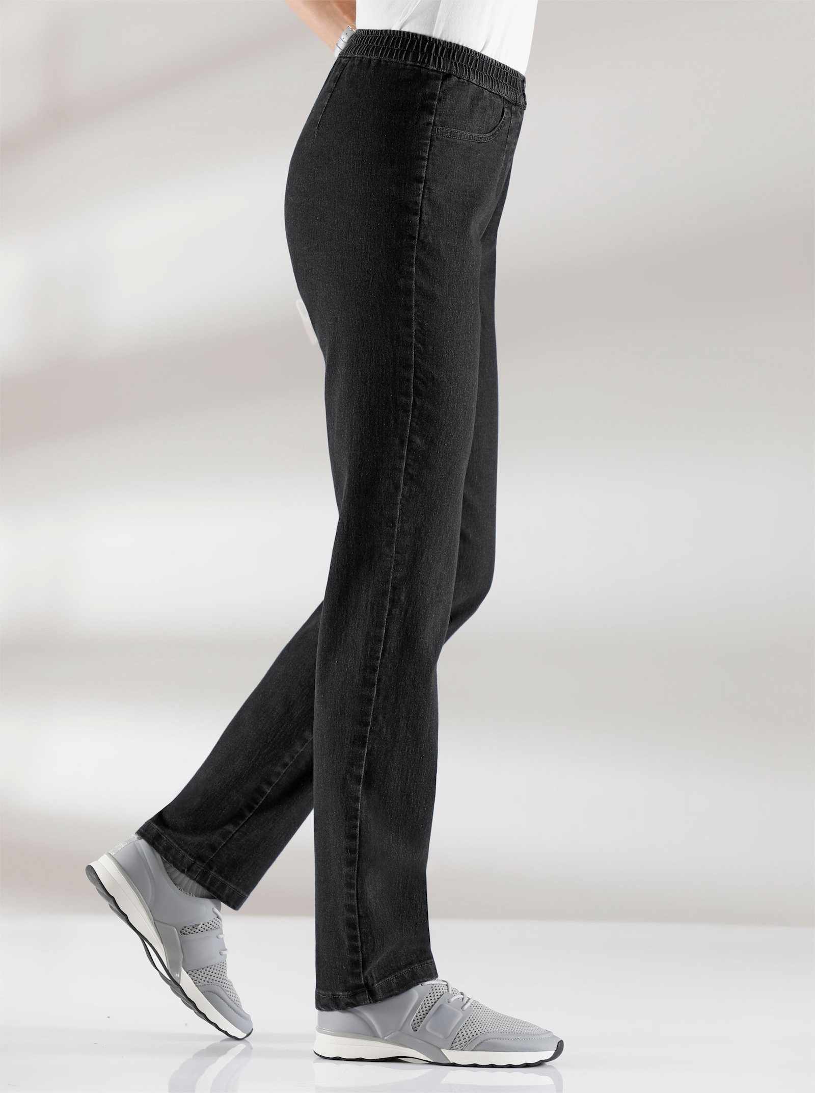 Comfortjeans met gestileerde ritssluitingoverslag - black denim
