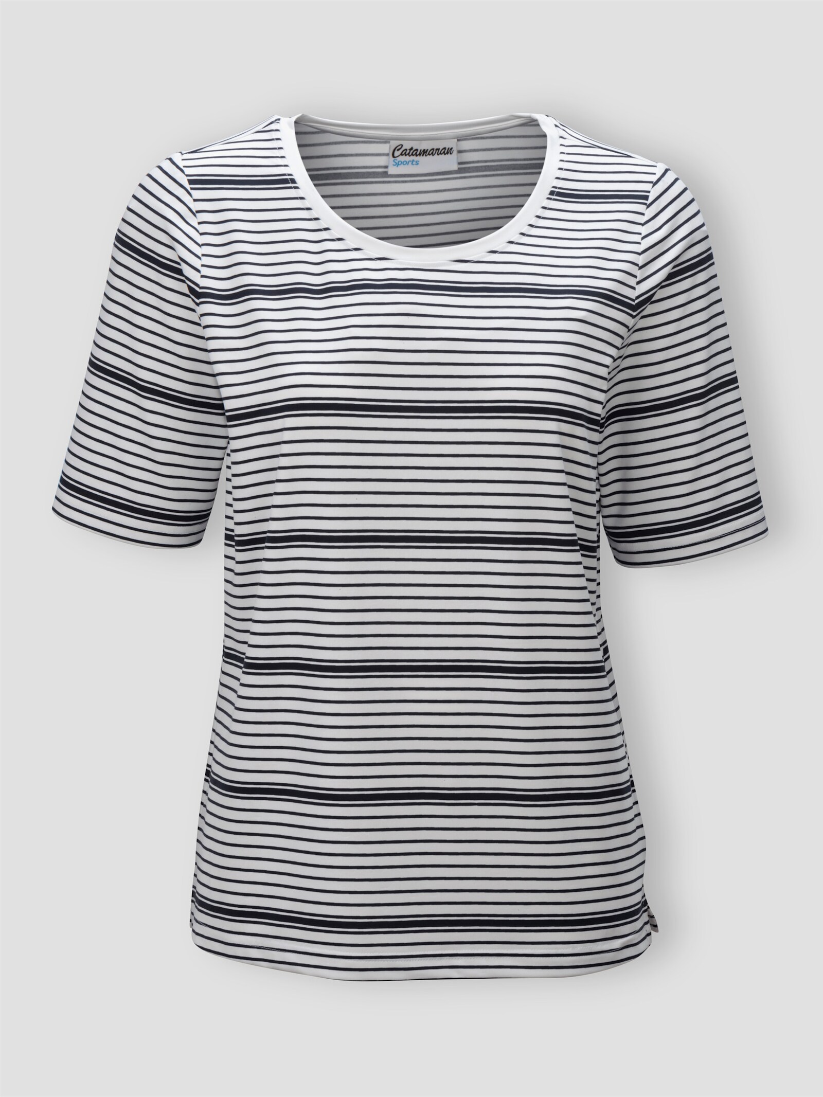 Catamaran Sports Funktionsshirt , atmungsaktiv und schnell trocknend - weiß-marine-gestreift