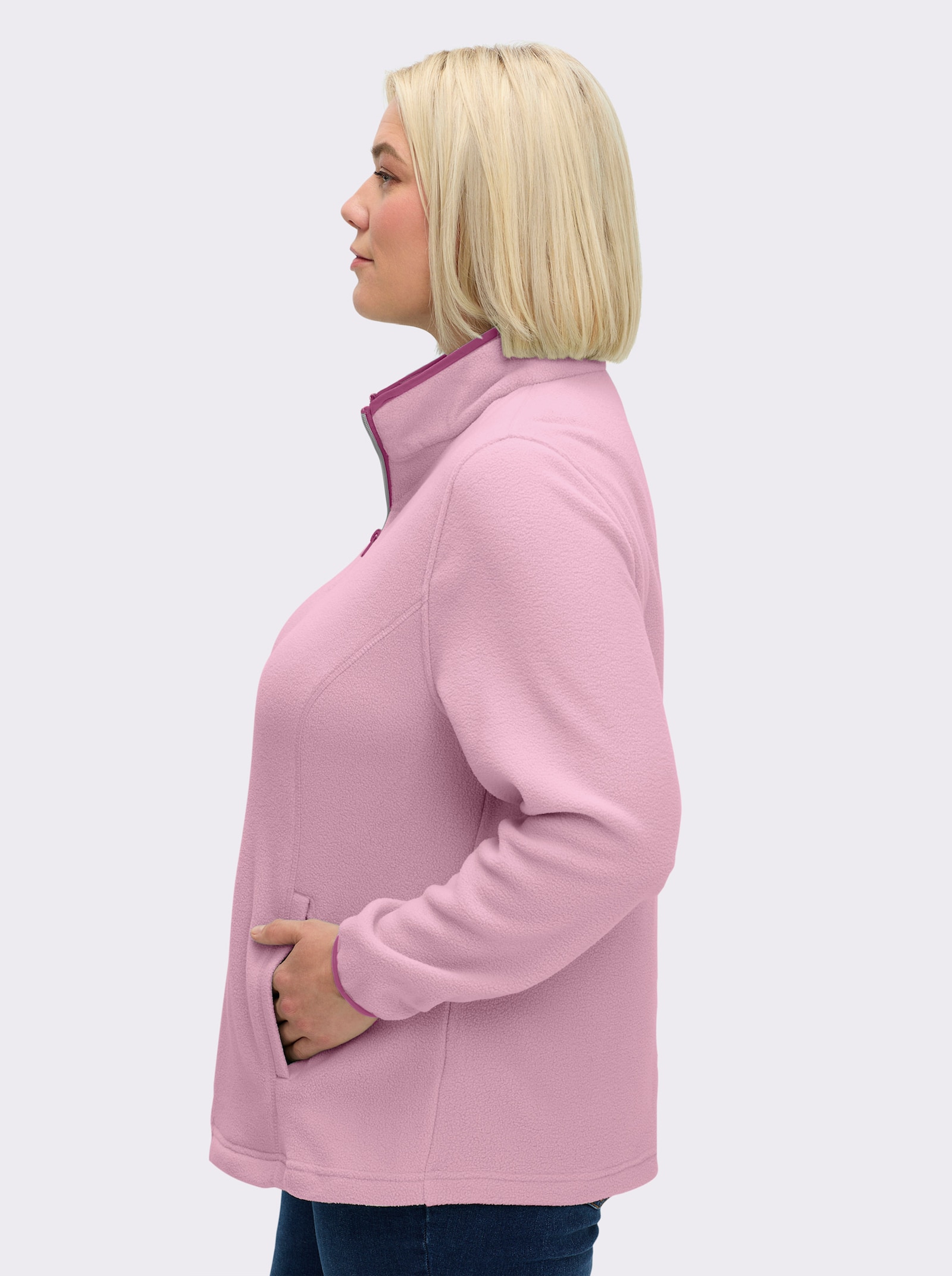 Fleeceshirt mit Stehkragen - rosé