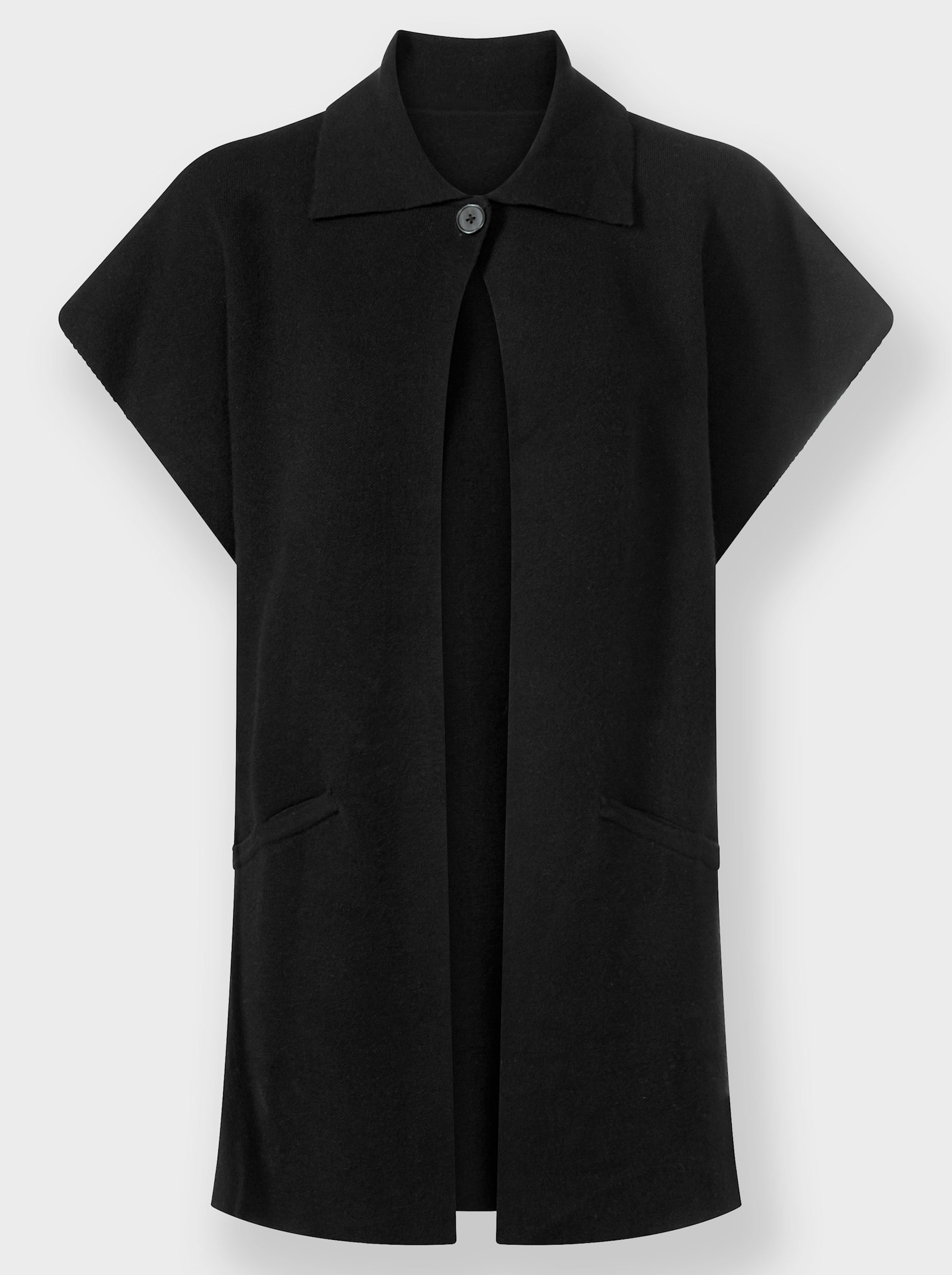 heine Lange bodywarmer in kimonomodel - zwart