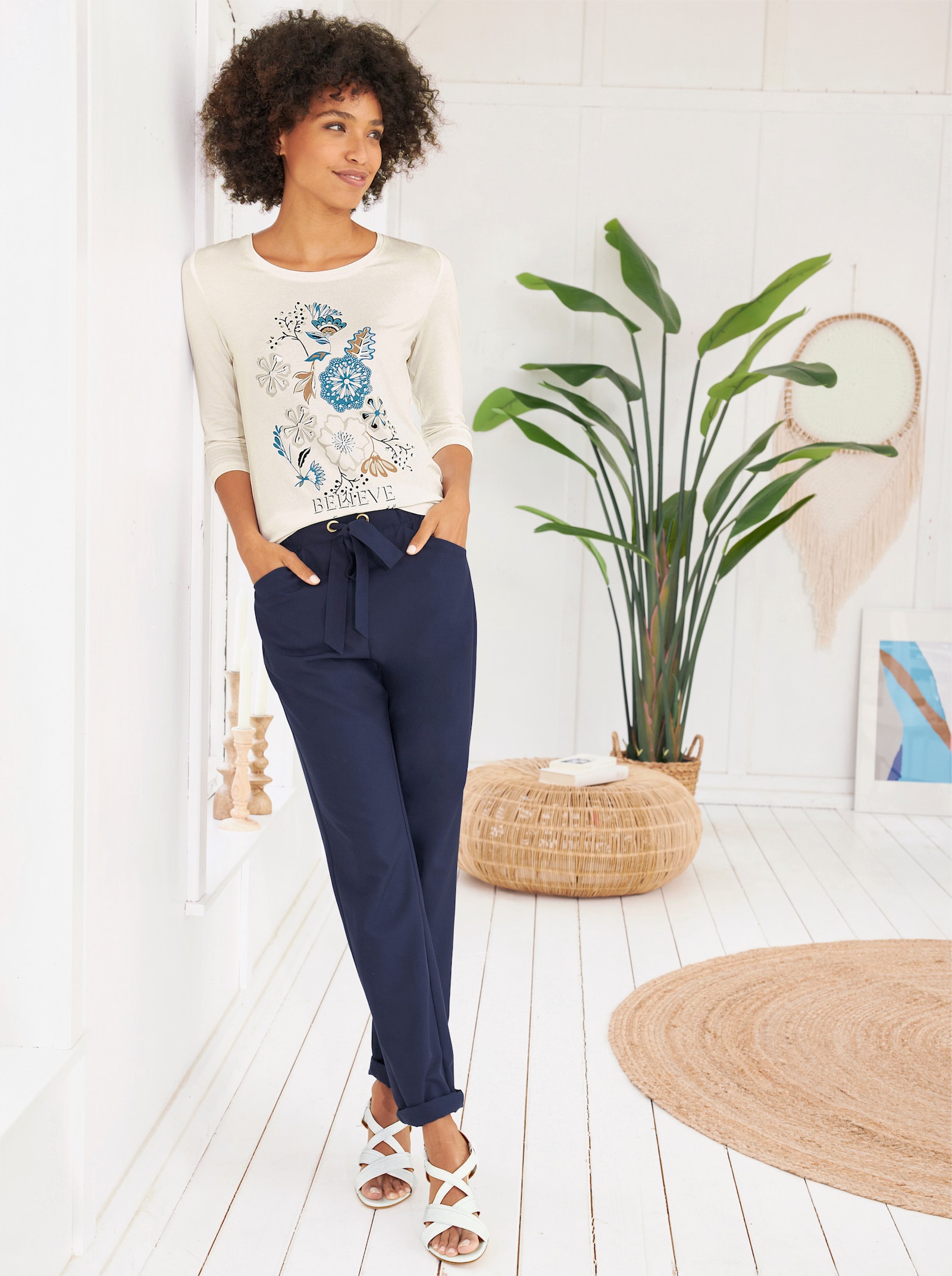 heine Schlupfhose mit goldfarbenen Elementen - nachtblau