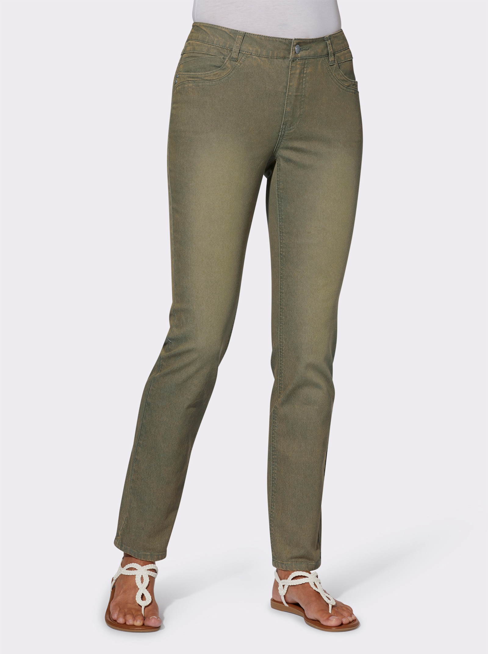 Jeans in Baumwoll-Stretch-Qualität - khaki