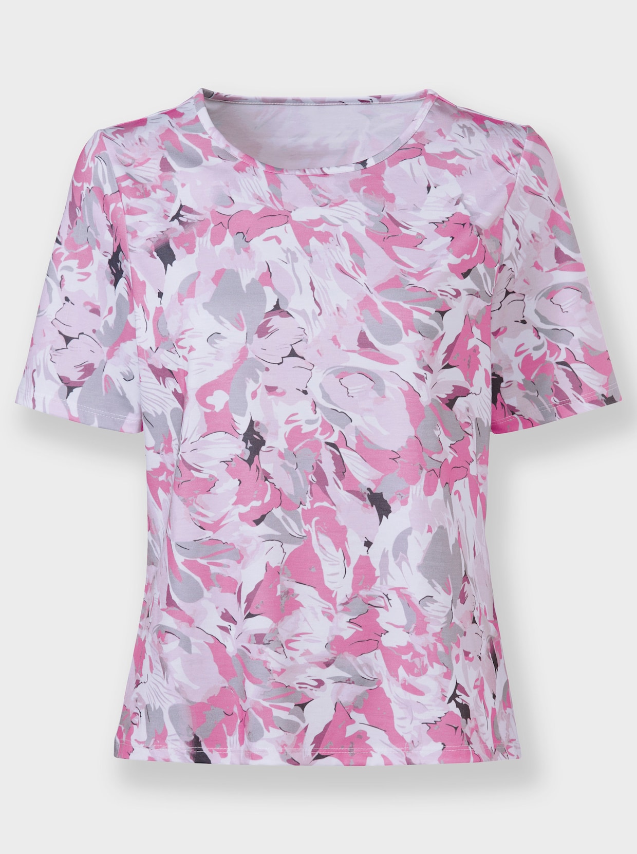 Shirt met ronde hals - fuchsia/wit bedrukt