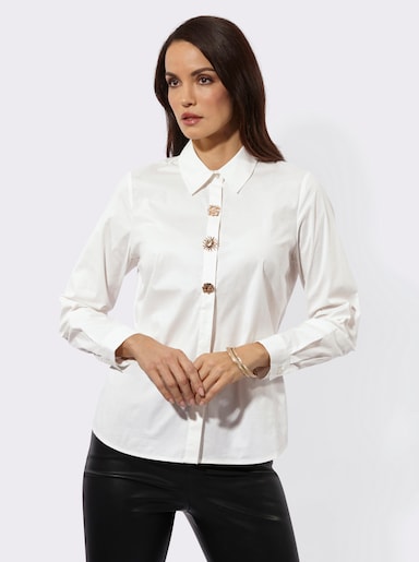 Hemdbluse mit Schmuckknöpfen - ecru