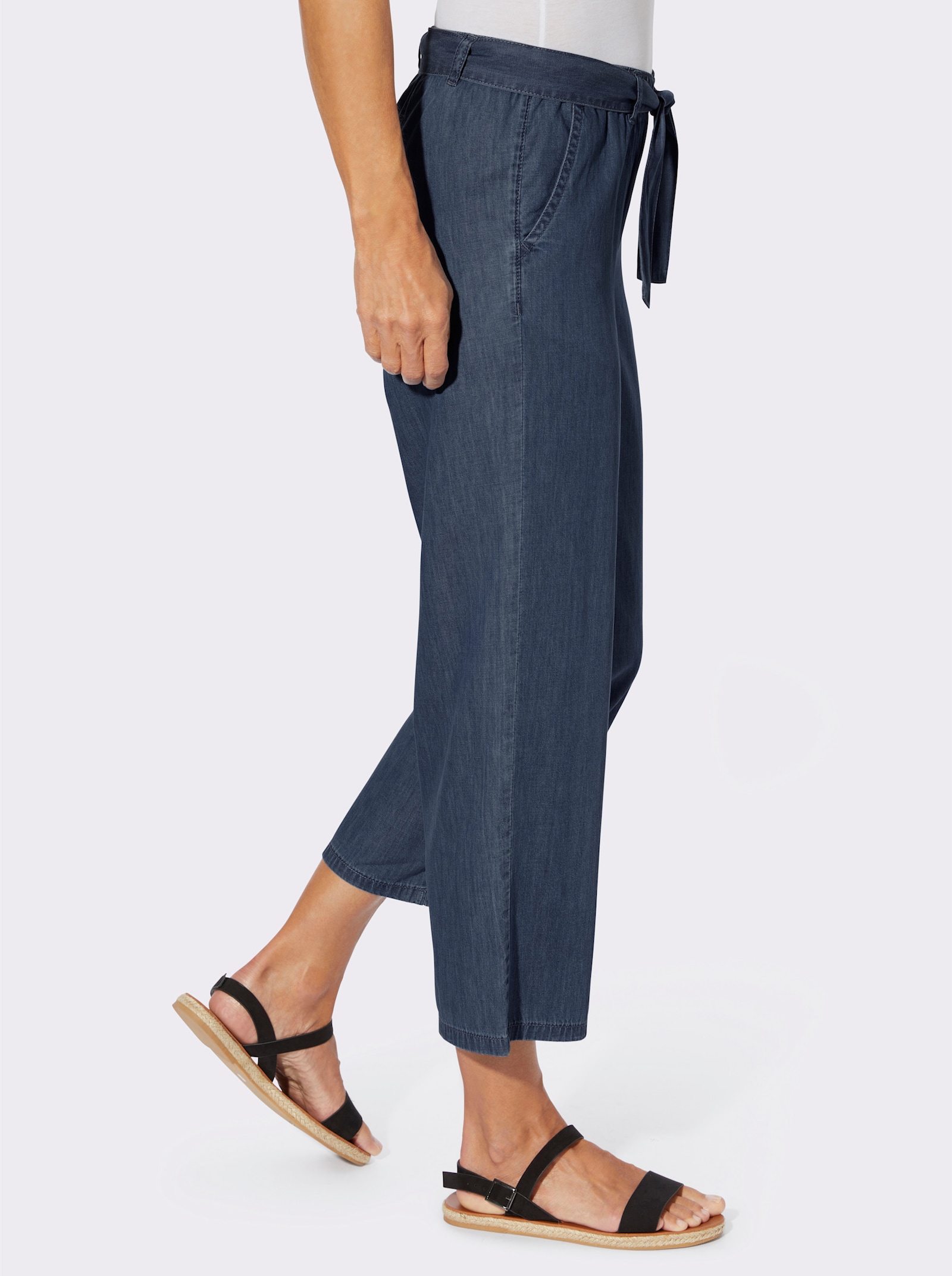 Culotte met afneembare bindceintuur - blue-stonewashed