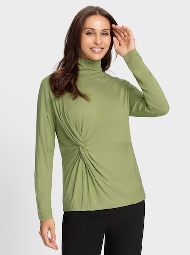 Stehkragenshirt mit Knoten-Detail - schilf