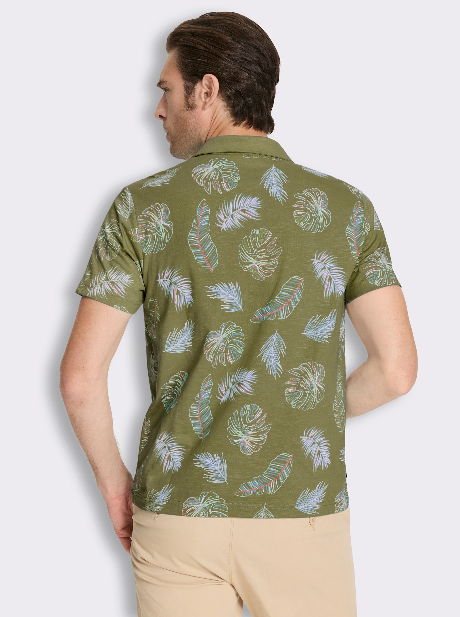 Marco Donati Kurzarmshirt mit exotischem Dessin - oliv-bedruckt