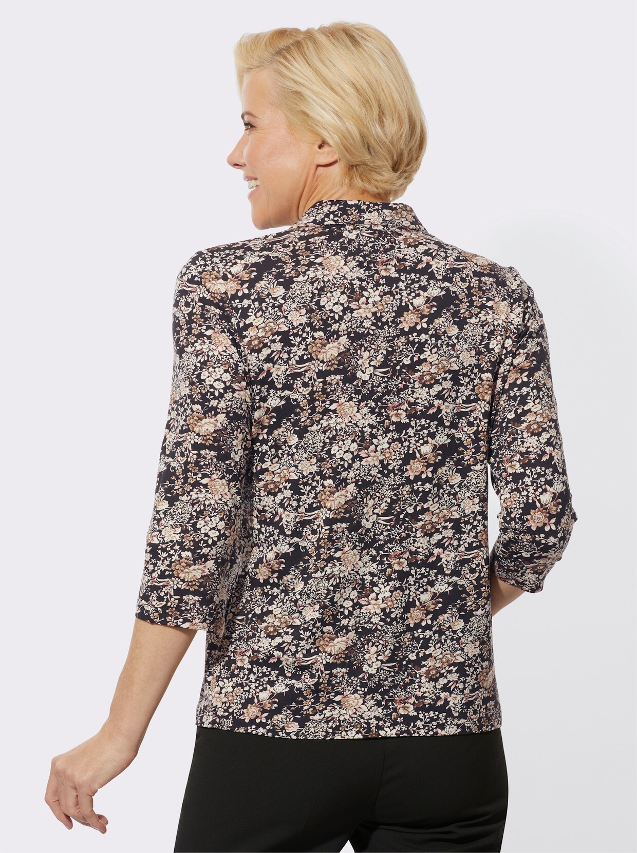 Poloshirt - camel/zwart geprint
