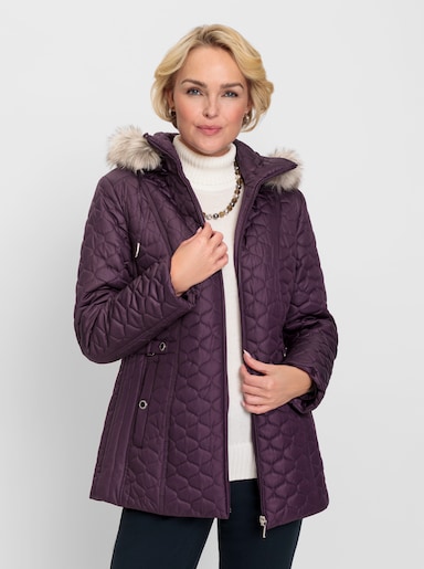 Kapuzenjacke mit Rautensteppung - traube