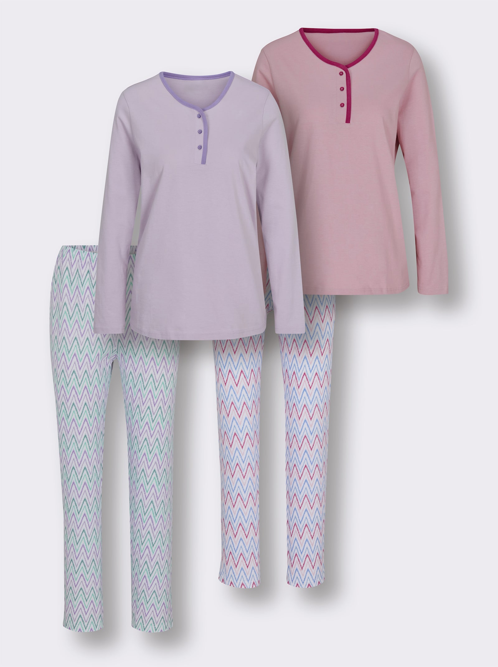 wäschepur Schlafanzüge mit bedruckter Hose - rosé + flieder