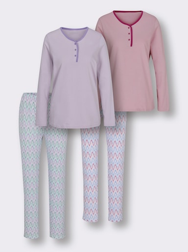 wäschepur Schlafanzüge mit bedruckter Hose - rosé + flieder