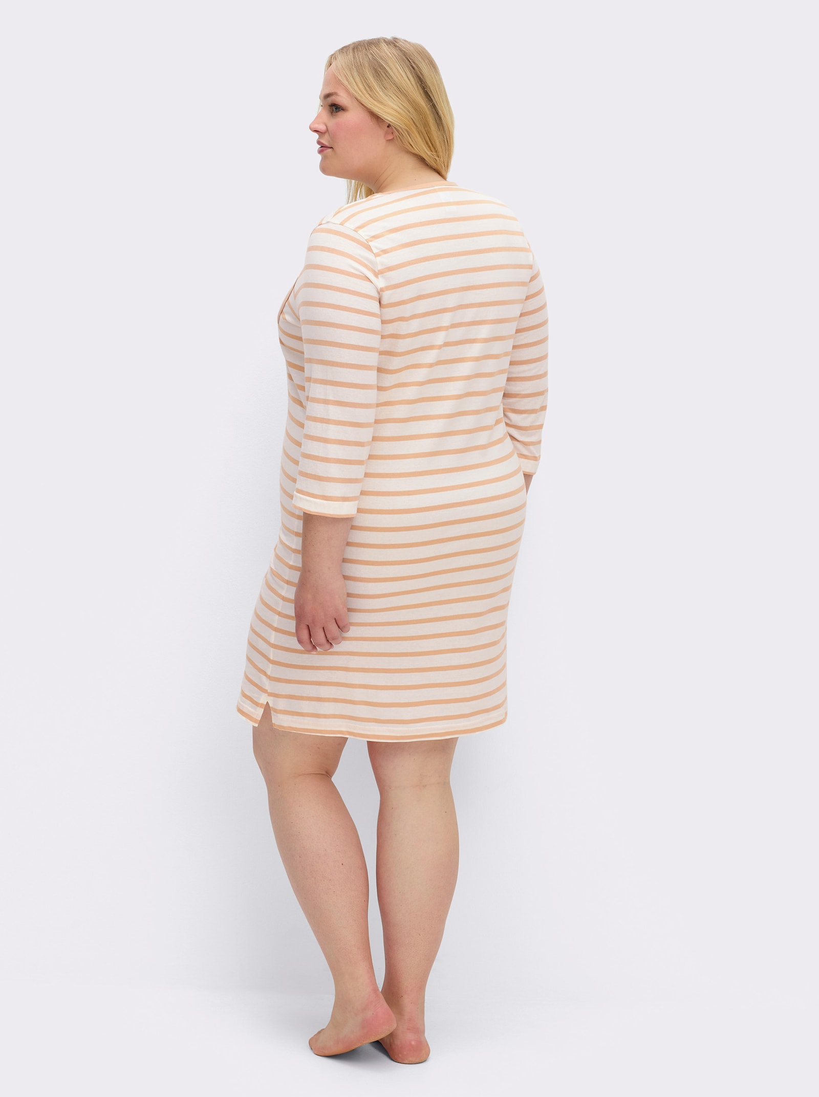 wäschepur Sleepshirts im Baumwoll-Mix - apricot + apricot-ecru-gestreift