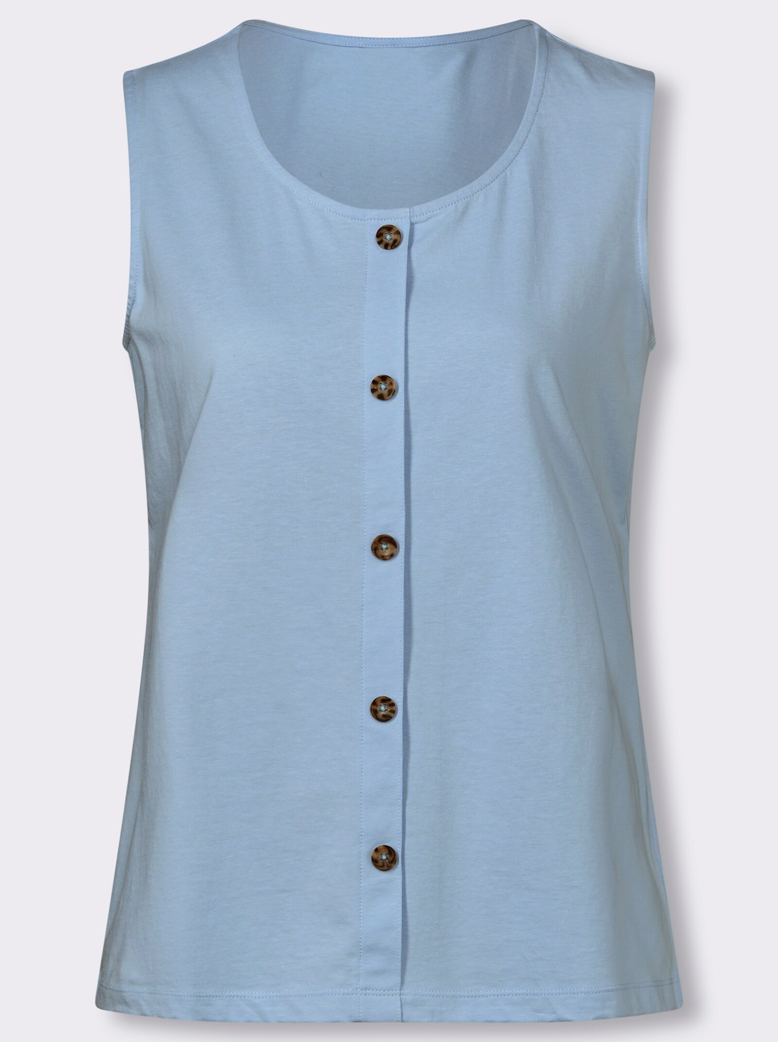 Shirttop mit imitierter Knopfleiste - eisblau
