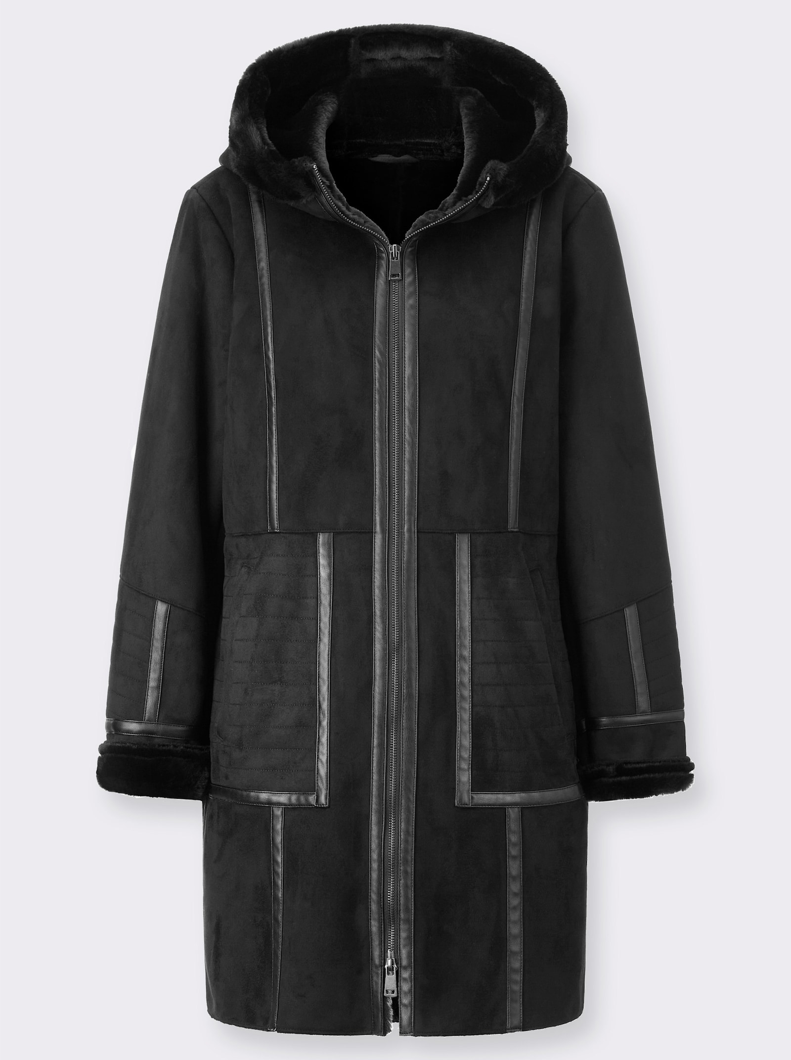 Mainpol Winterjacke mit Pelz-Imitat-Futter - schwarz