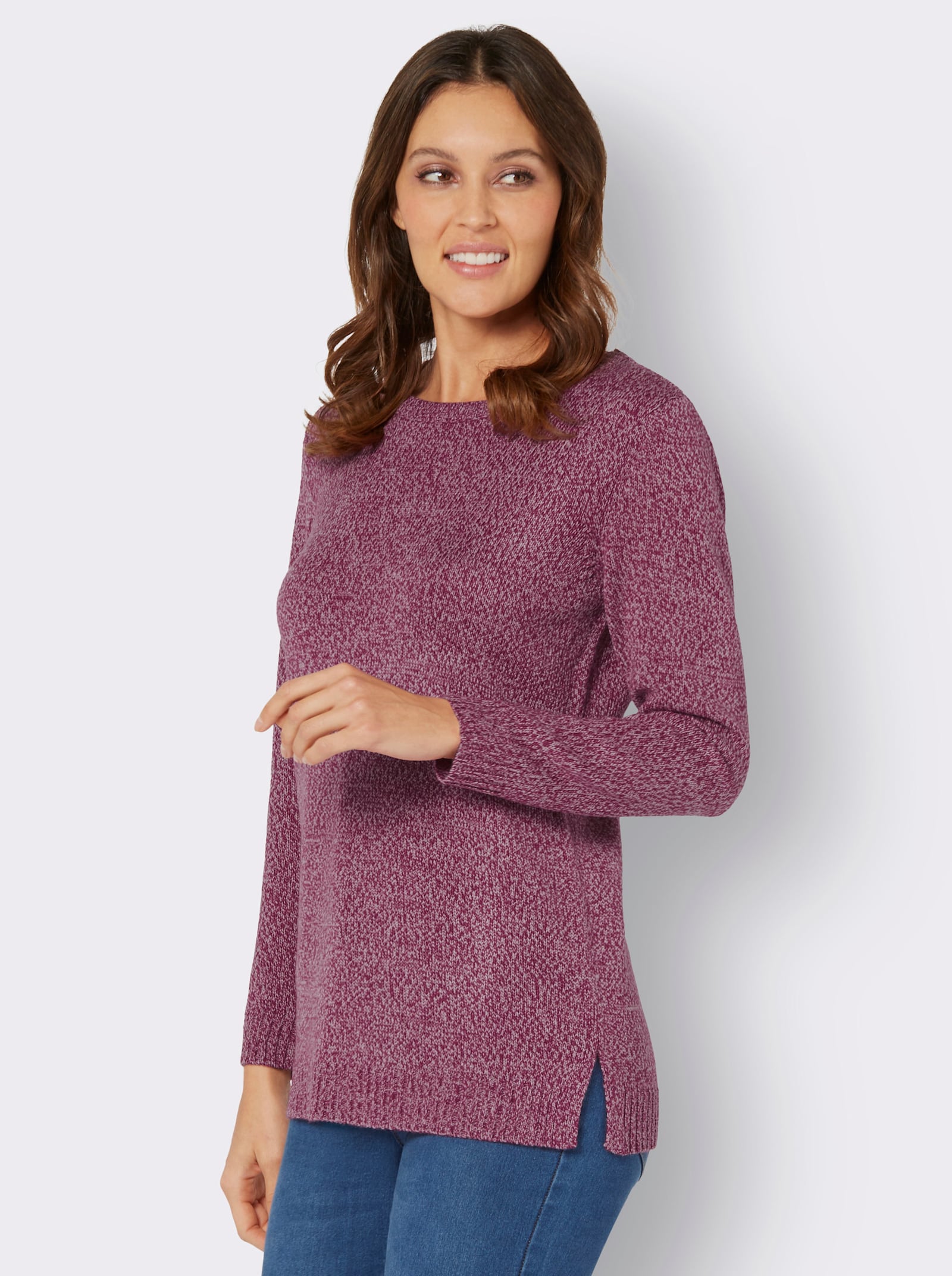 Longpullover aus Melange-Garn - malve-meliert