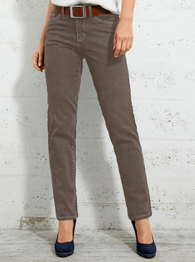 5-Pocket-Jeans mit bestickten Gesässtaschen - taupe