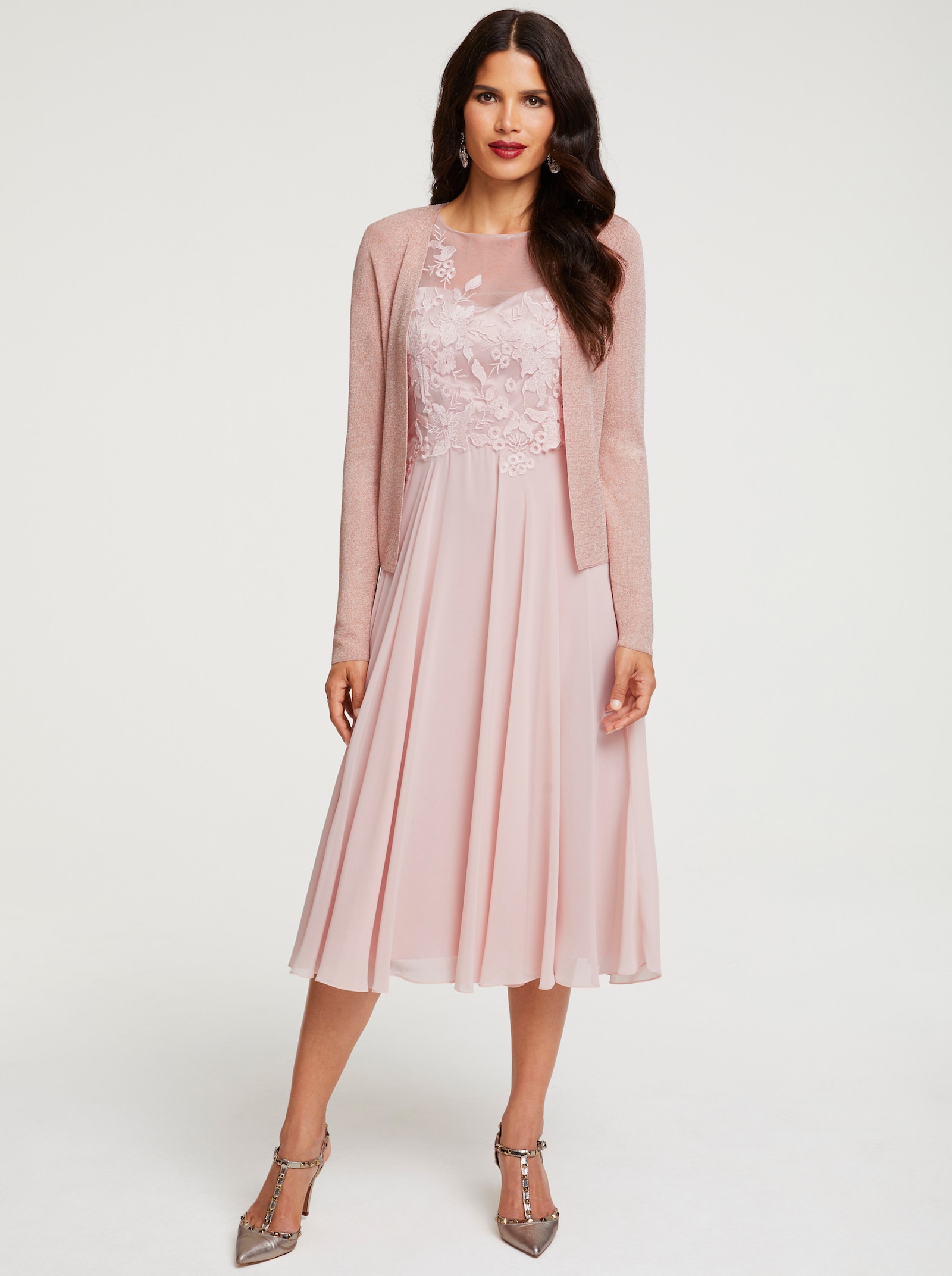 heine Feinstrickjacke in verschlussloser Form - puder