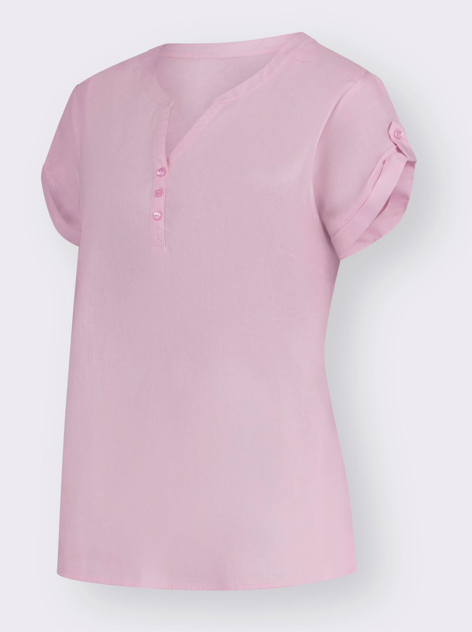 Kurzarmbluse mit Rückenfalte - hellrosé