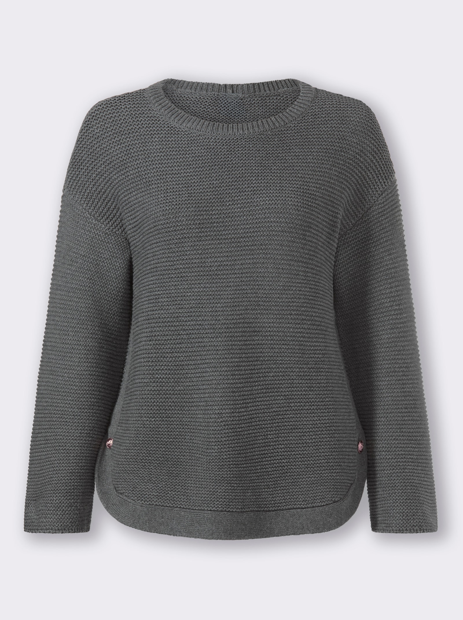 heine Langarm-Pullover mit Seitenschlitzen - grau-meliert