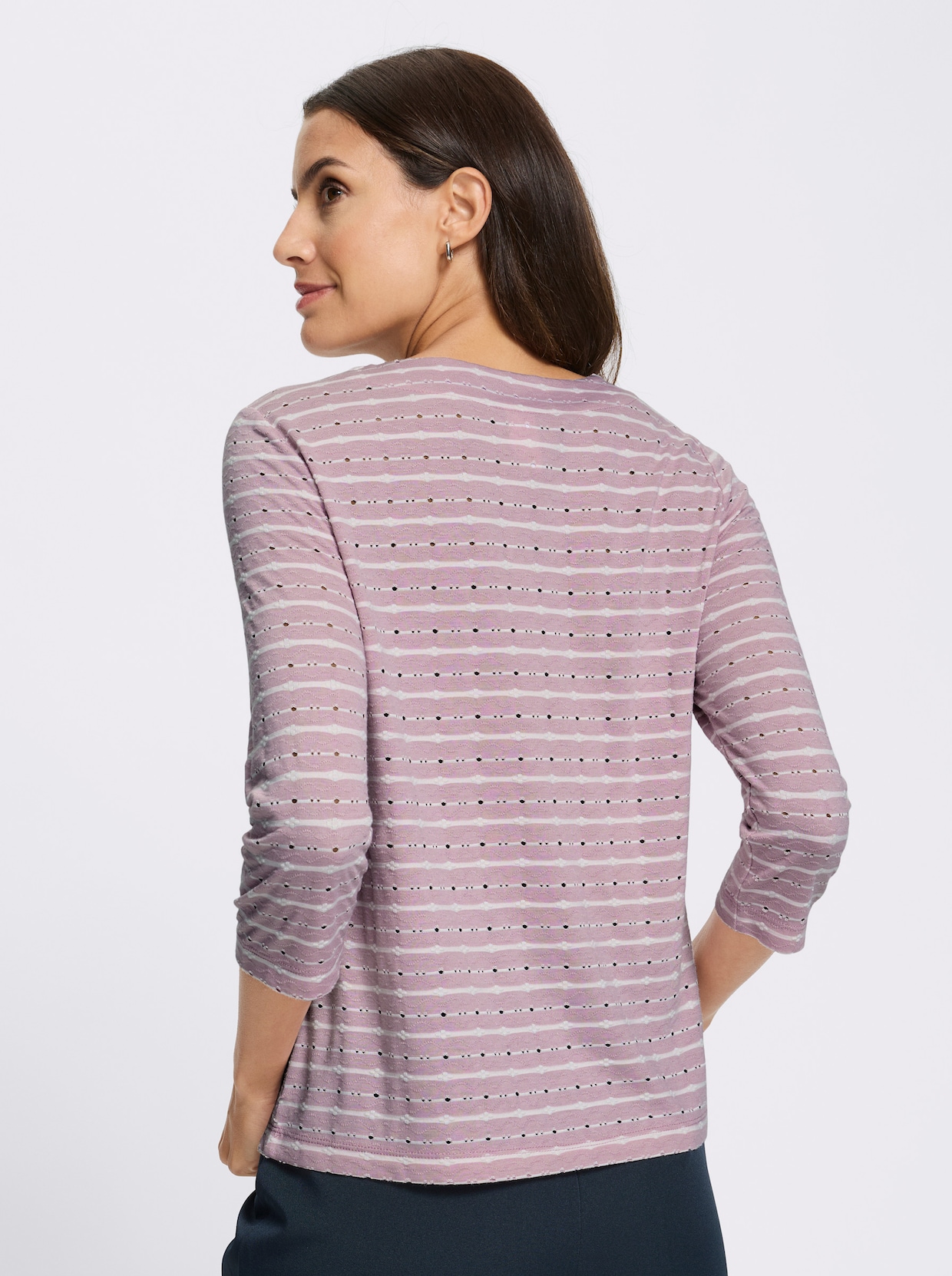 3/4-Arm-Shirt - ecru-mauve-gemustert