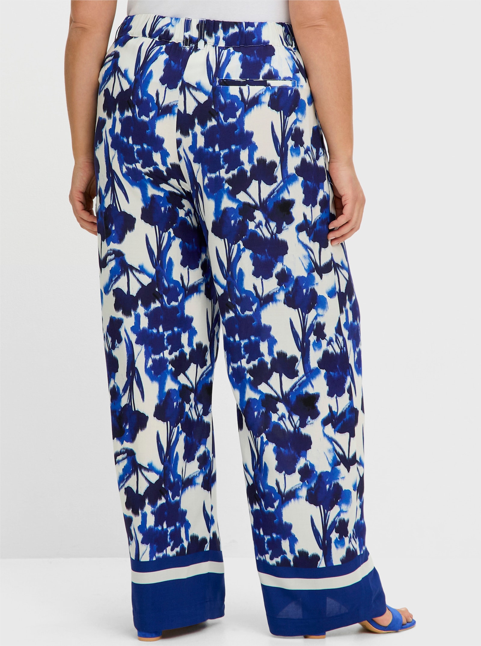 sheego Hose weit, mit Blumenprint - kobalt-gemustert