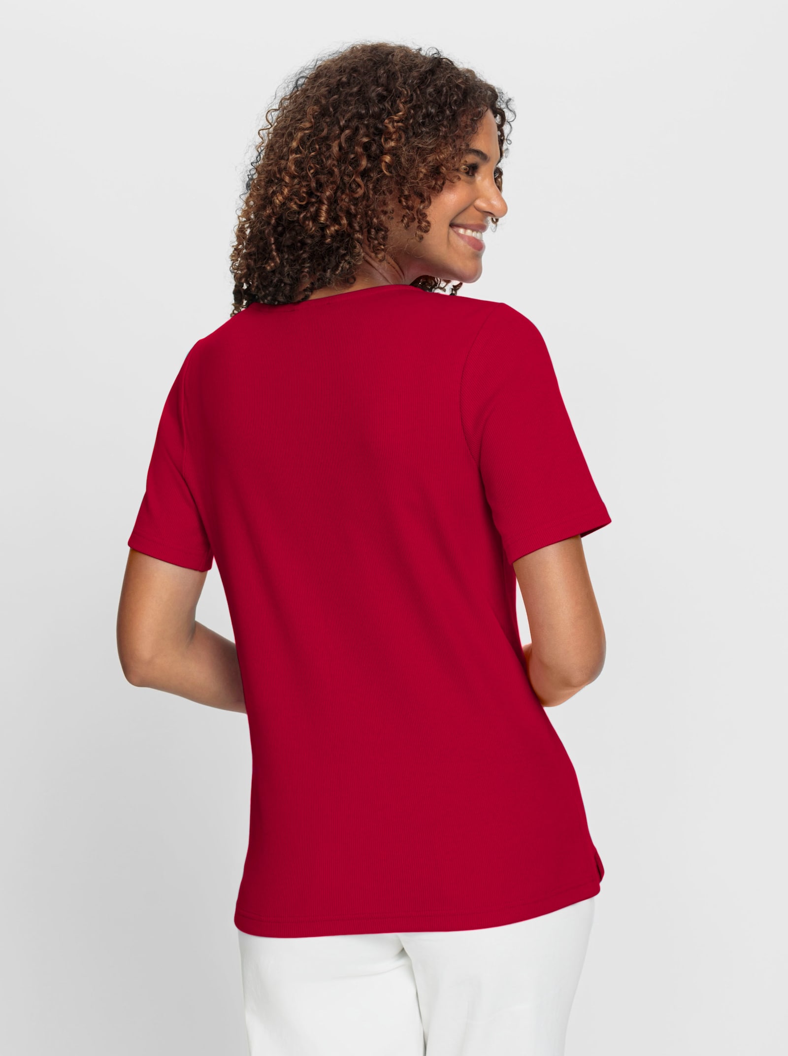 T-shirt avec patte de boutonnage décorative - rouge