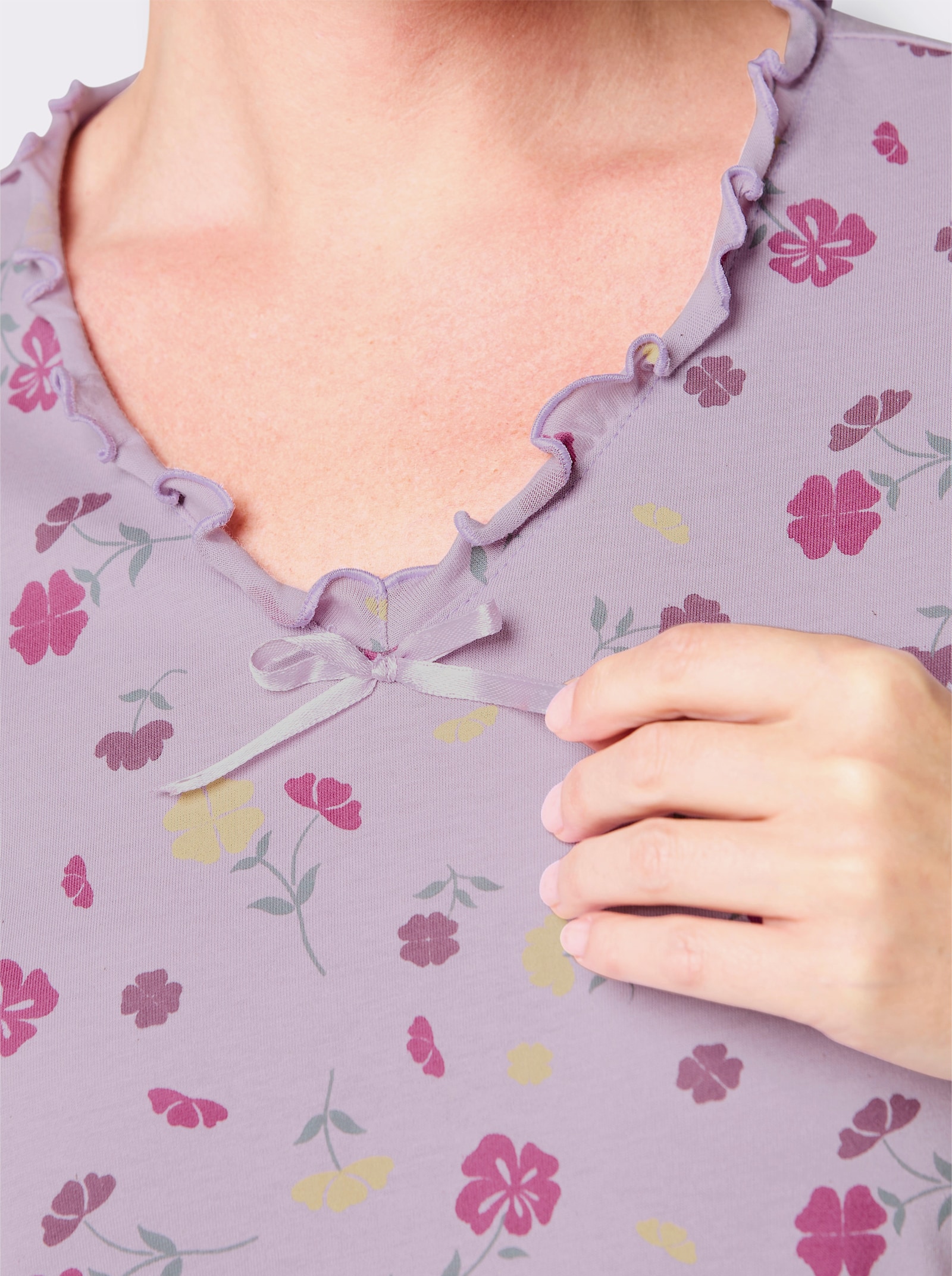 wäschepur Nachthemden - weiß-zitrone-bedruckt + flieder-zitrone-bedruckt