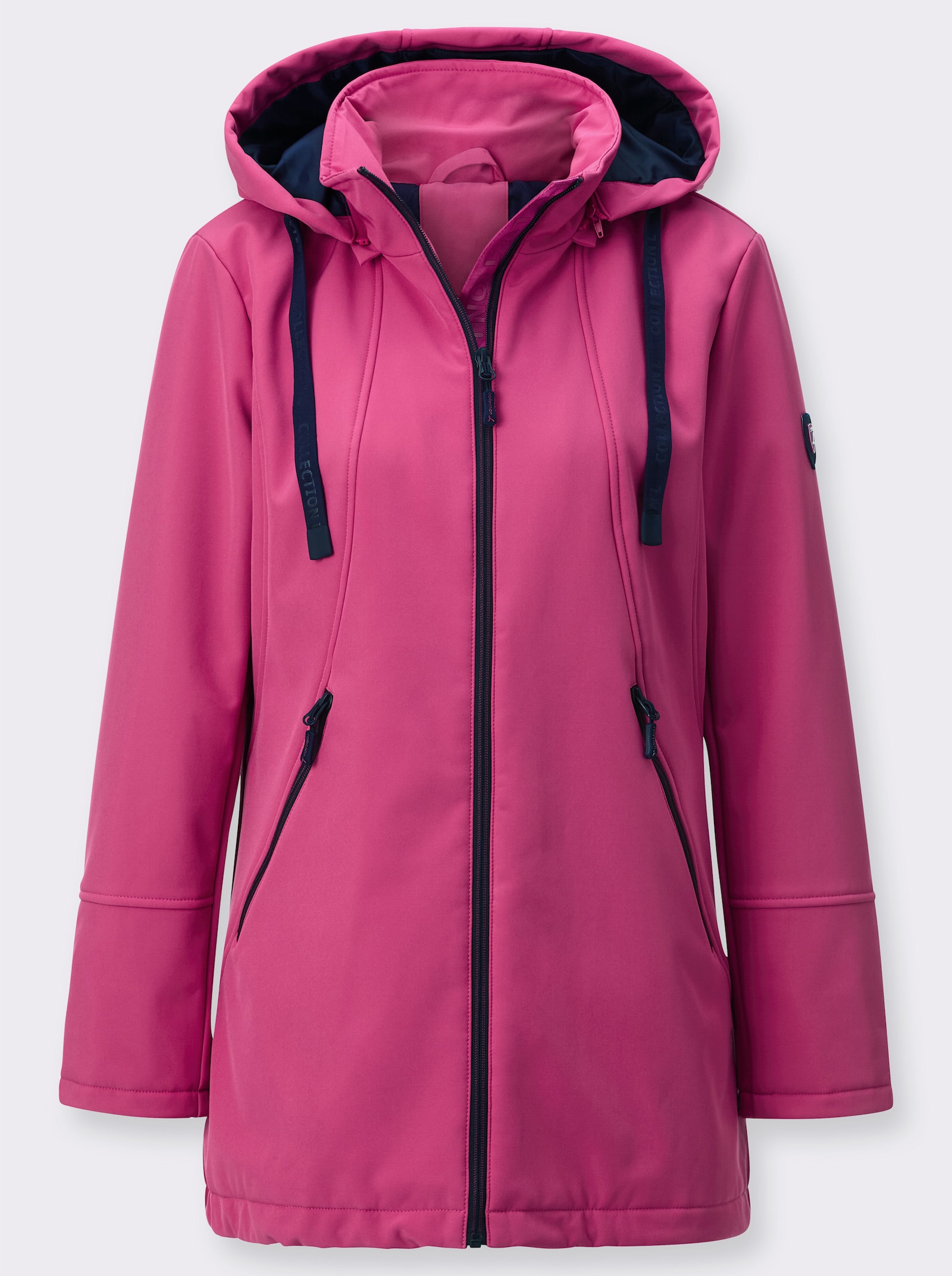 Softshelljacke mit kontrastfarbigem Futter - fuchsia