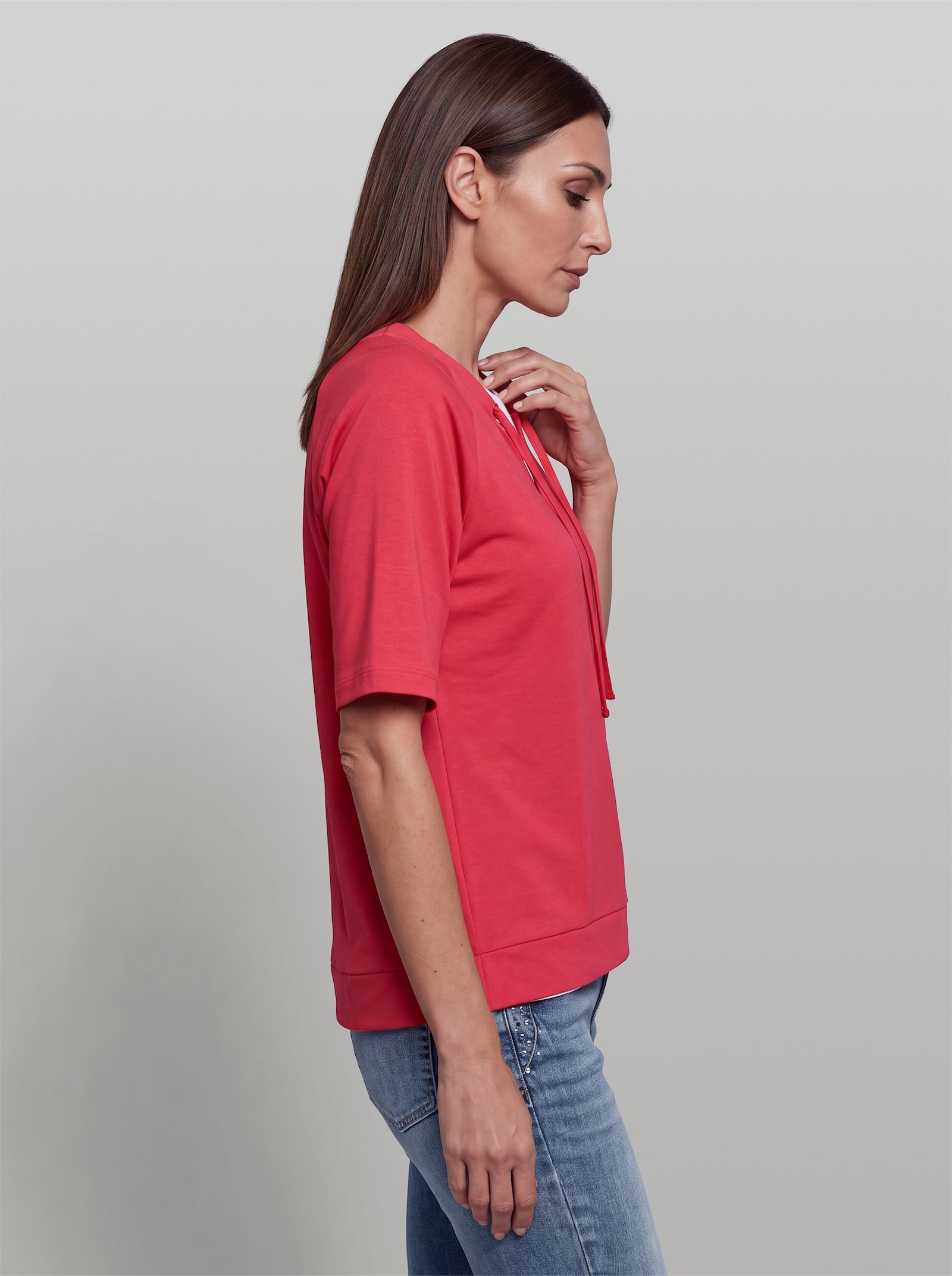 heine Sweatshirt mit Tunnelzug und Bindeband - hummer