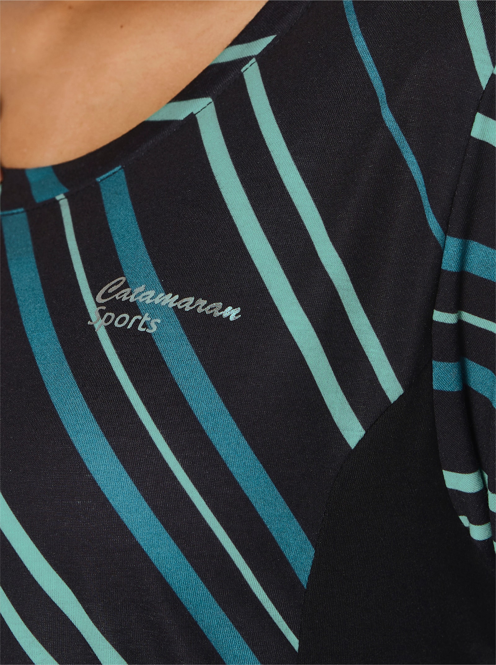 Catamaran Sports Funktionsshirt mit Kontrast-Einsätzen - blaugrün-gemustert