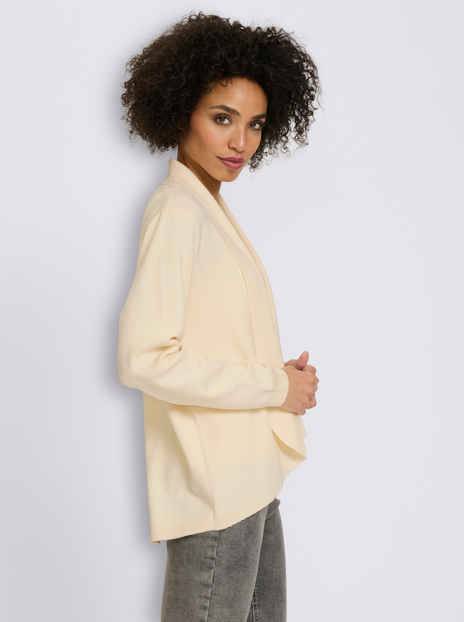 heine Feinstrickjacke mit Schalkragen - champagner