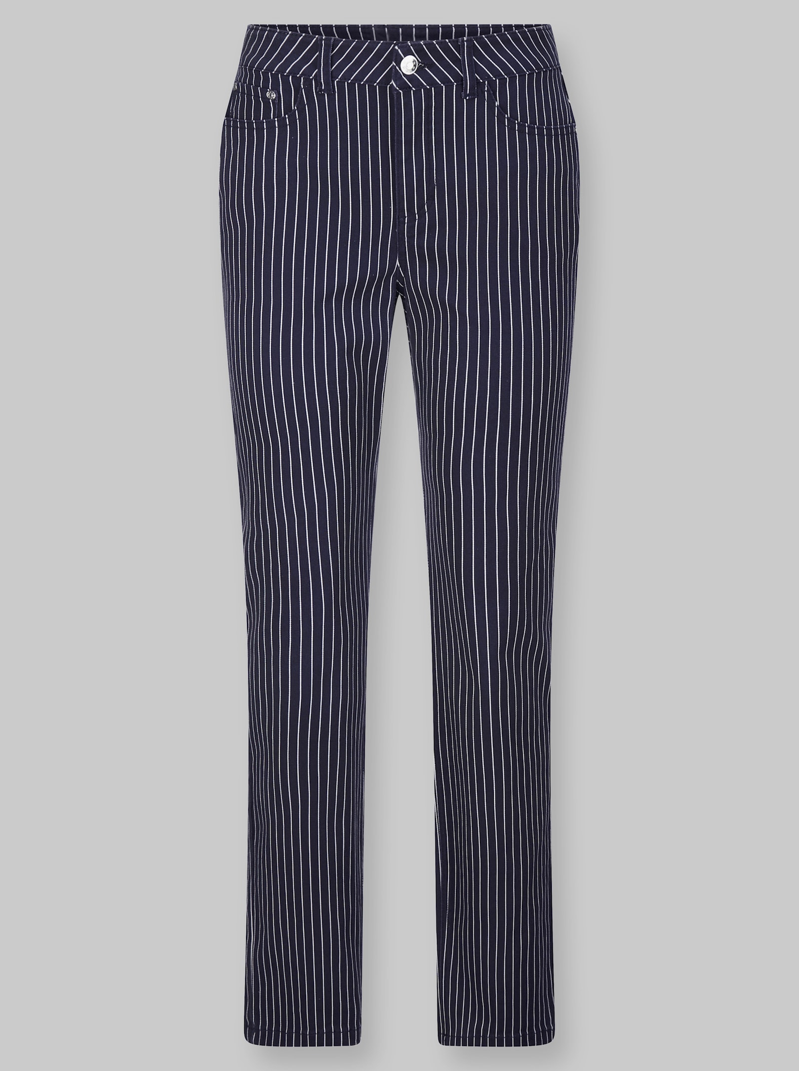 heine 5-Pocket-Hose mit Nadelstreifen - marine-ecru-gestreift