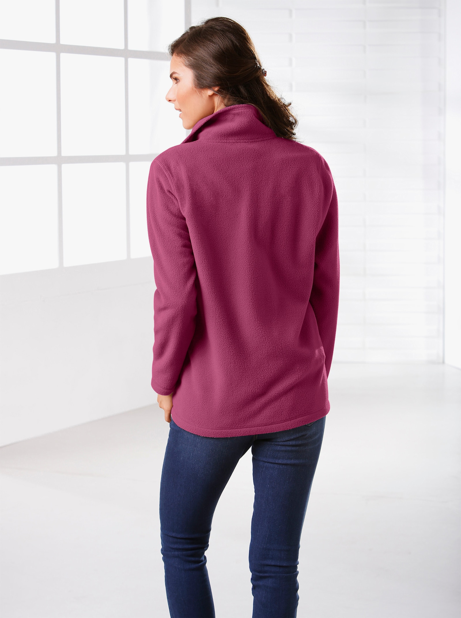 Fleecejacke mit zwei Taschen - fuchsia