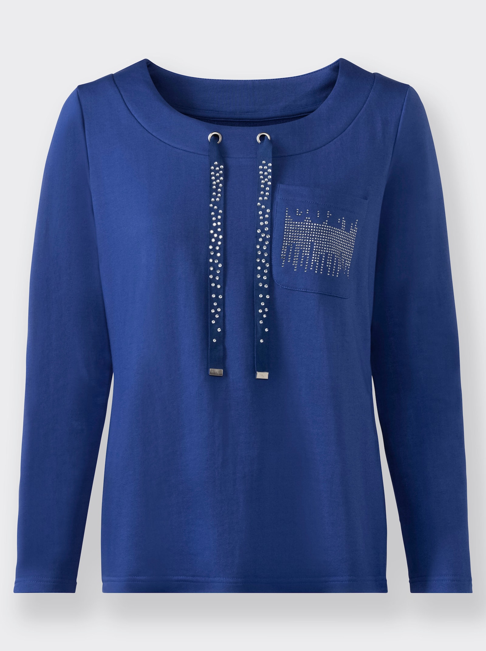 Sweatshirt mit Glitzersteinchen - royalblau