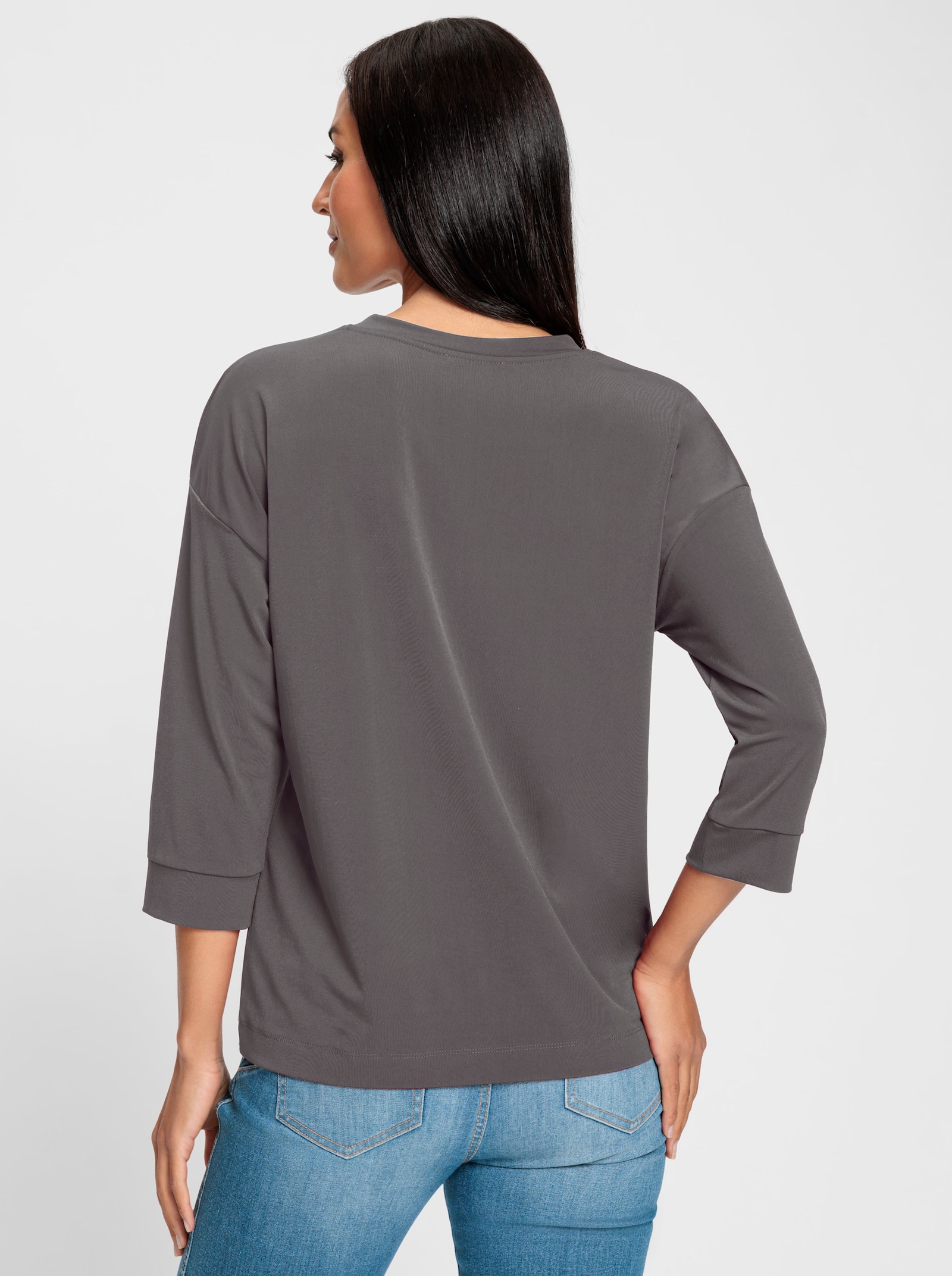 heine 3/4-Arm-Shirt mit mattem Glanz - anthrazit