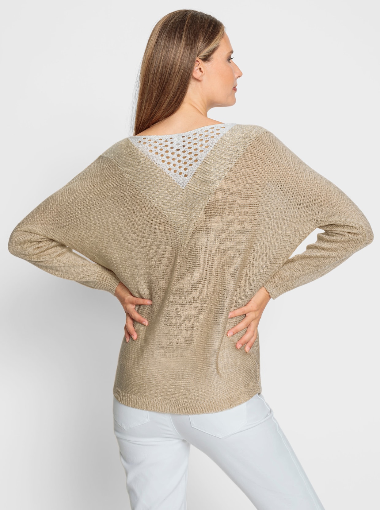 heine Pullover - sand-weiss-gemustert