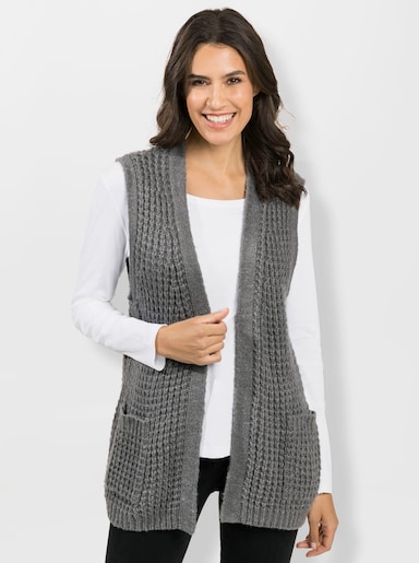 Strickweste in Grobstrick-Optik - anthrazit-meliert