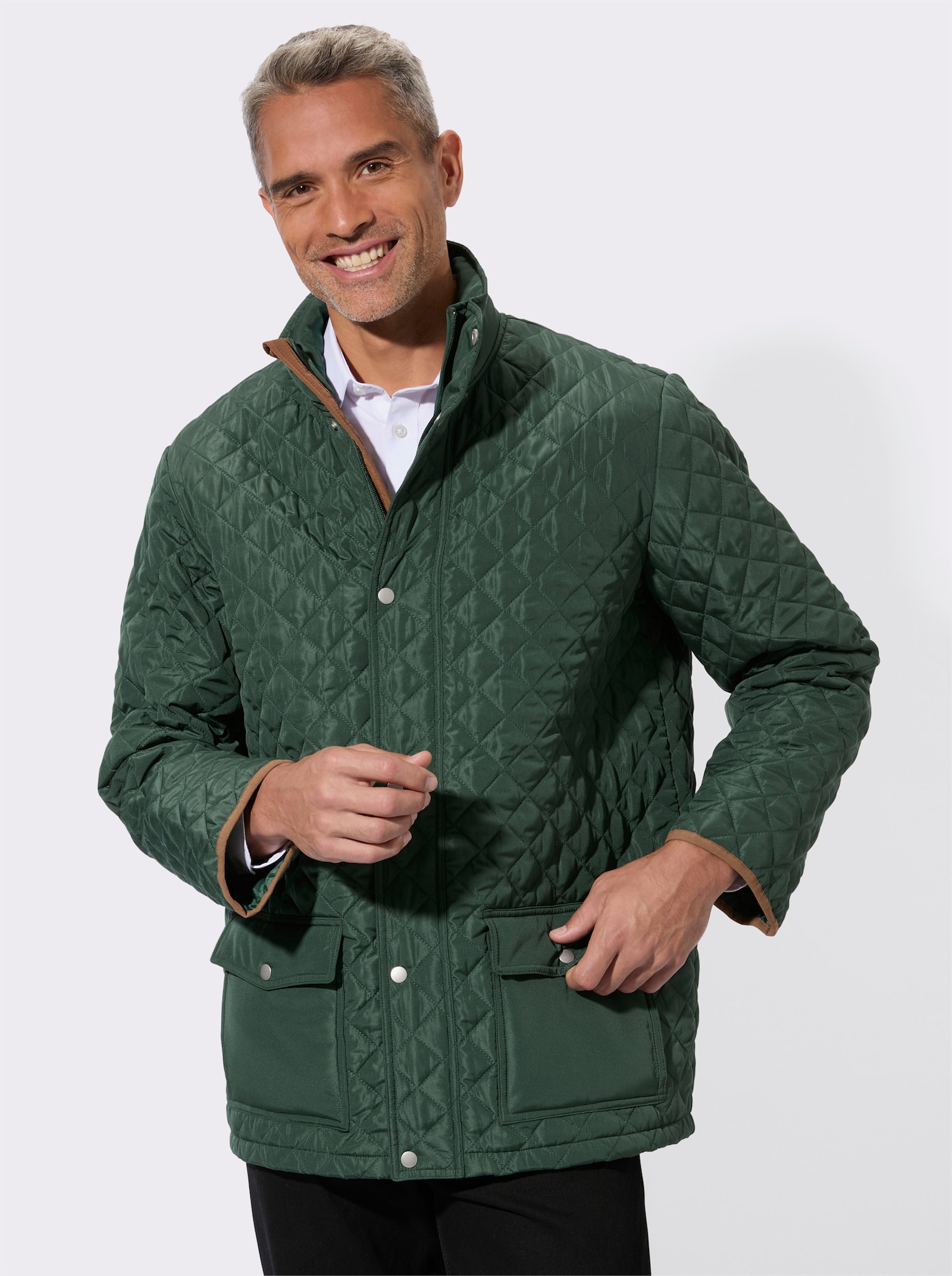 Prošívaná bunda s kosočtvercovým vzorem - mechová