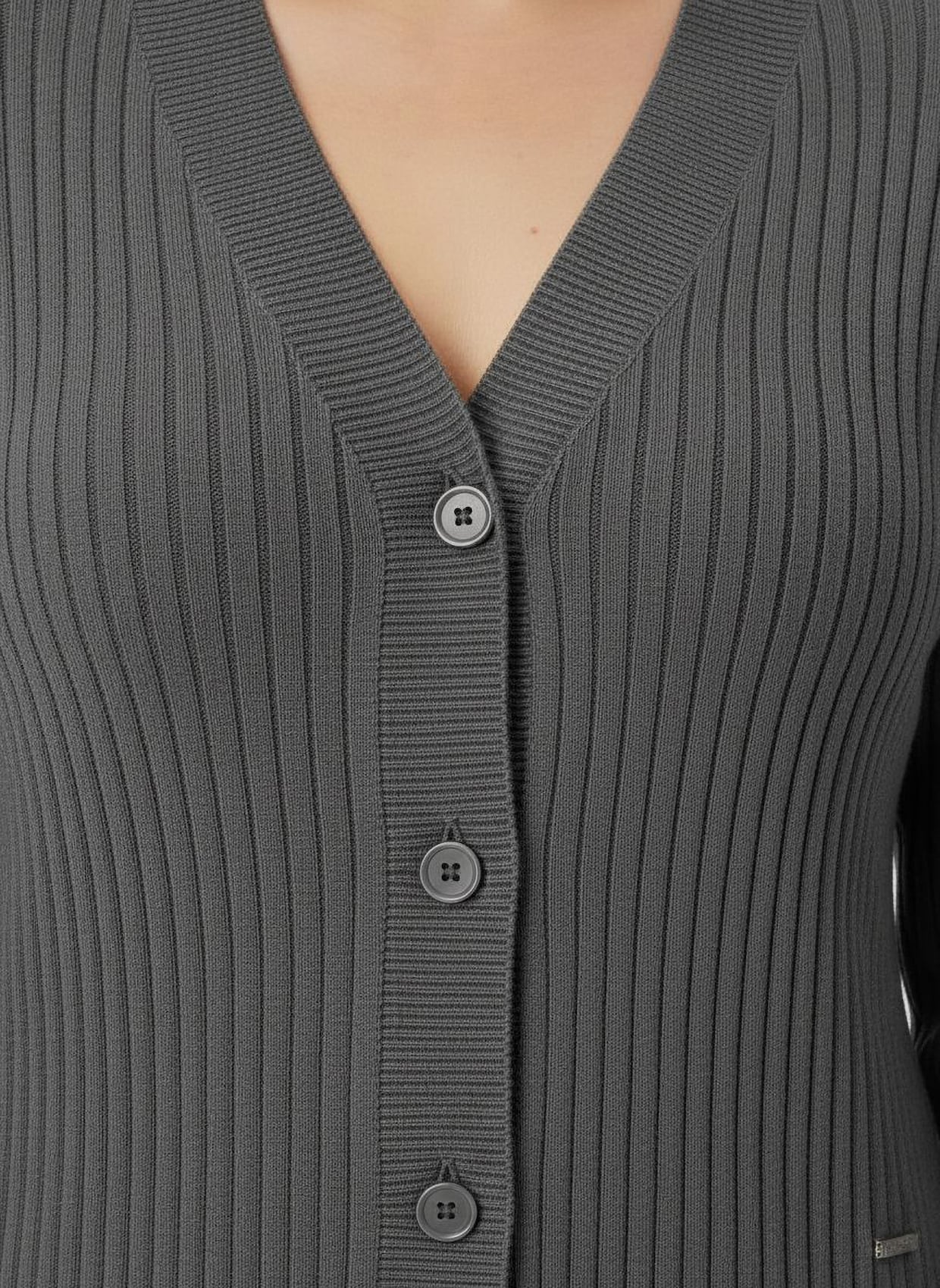 Strickjacke in Ripp-Optik - anthrazit