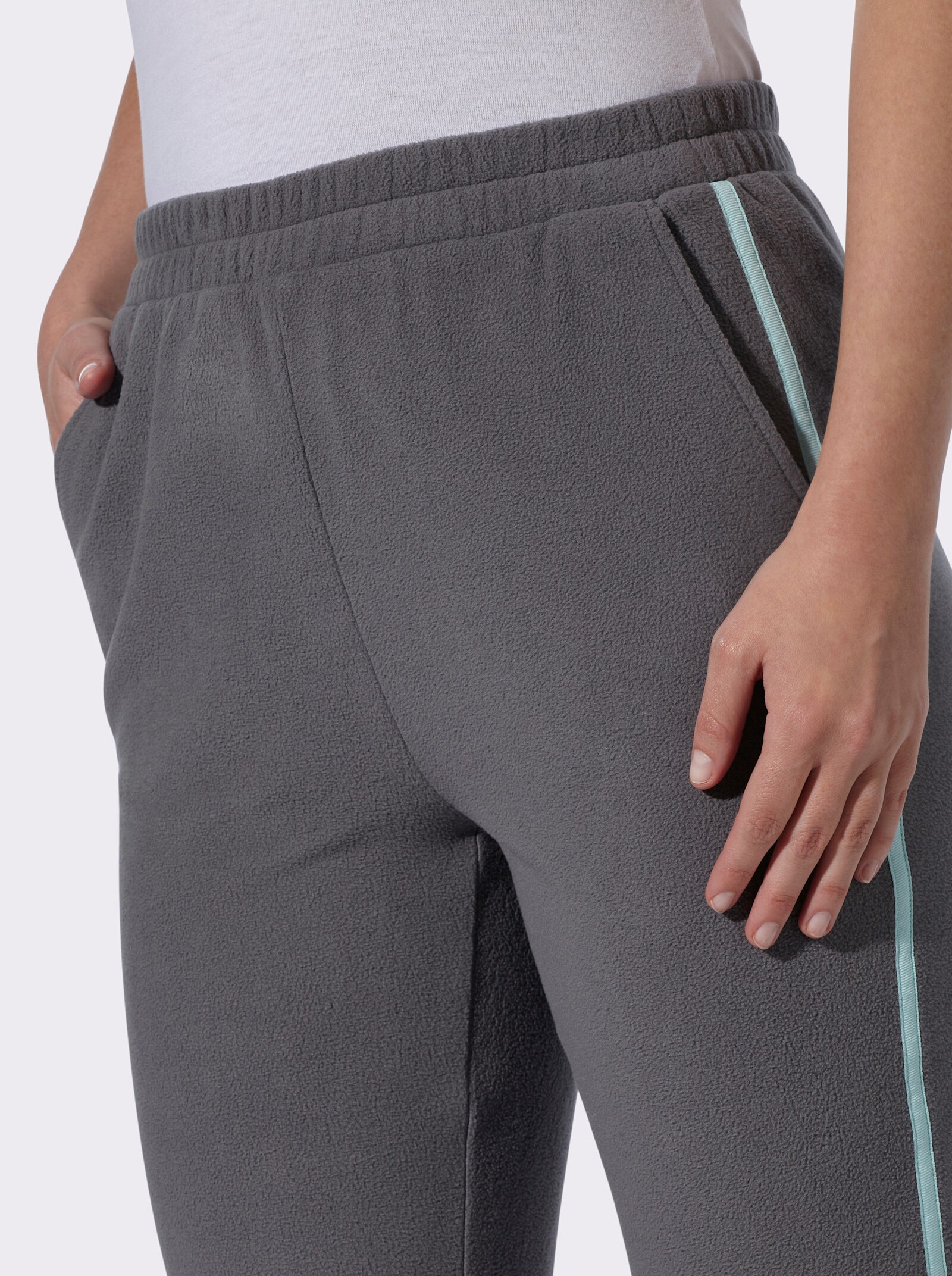 Fleecehose mit seitlichem Kontrastband - anthrazit