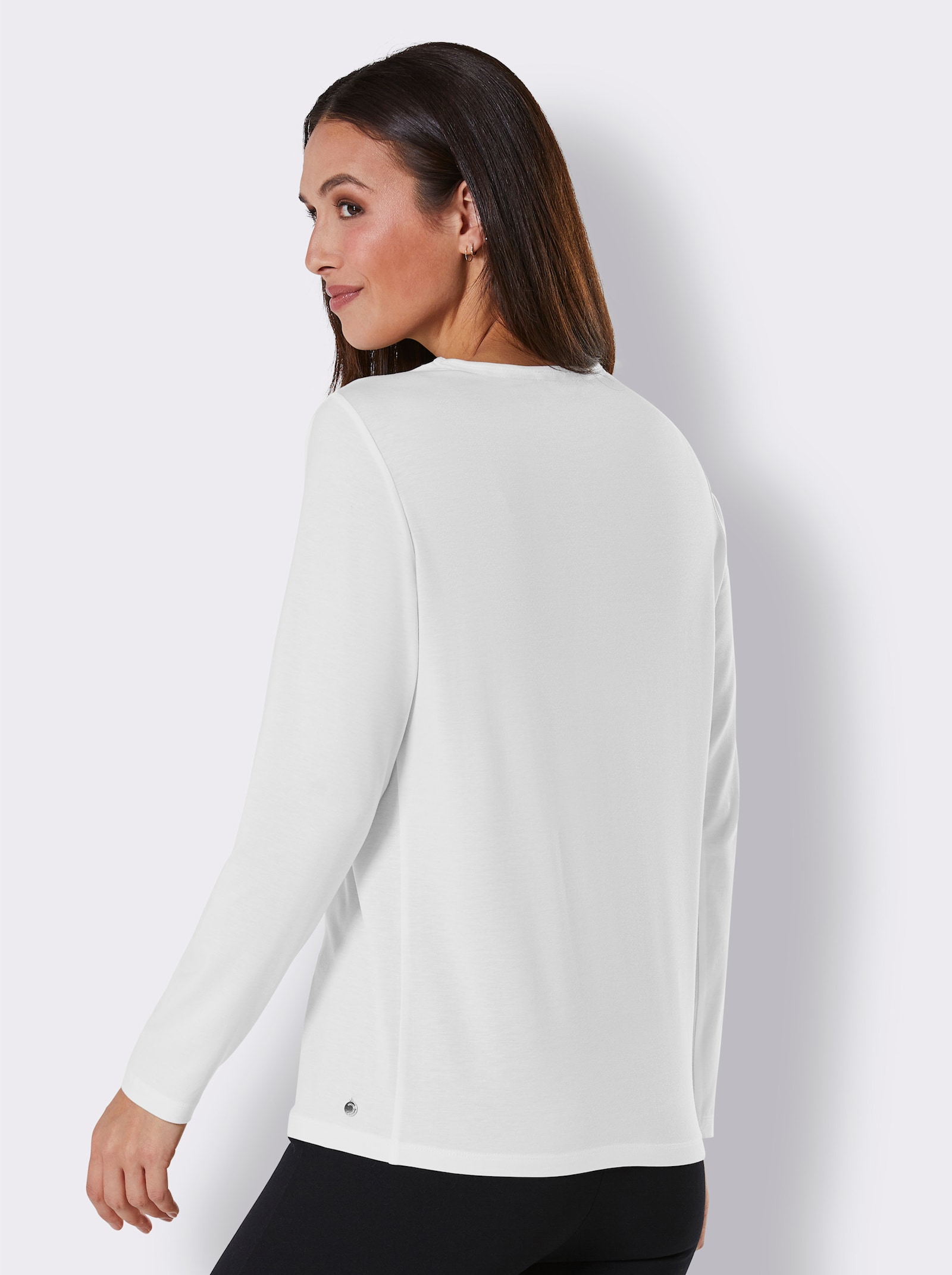 CREATION L PREMIUM Langarmshirt in Lyocell-Qualität - ecru