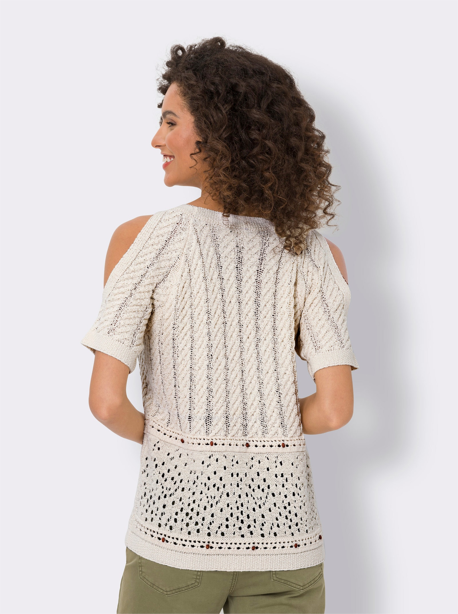 heine Kurzarmpullover mit Cut-outs - champagner