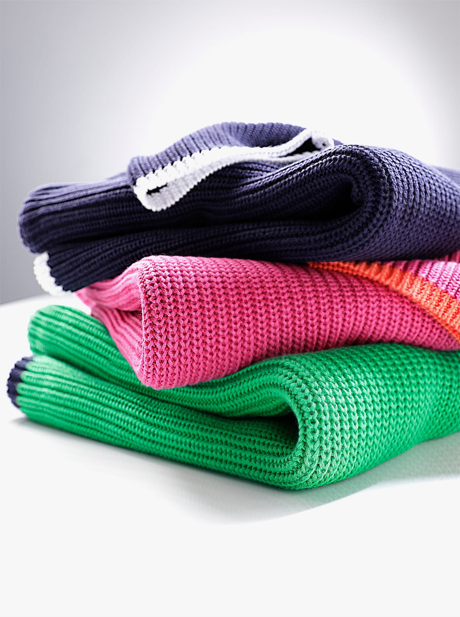 CREATION L PREMIUM 3/4 Arm-Pullover mit Kontrastkanten - fuchsia