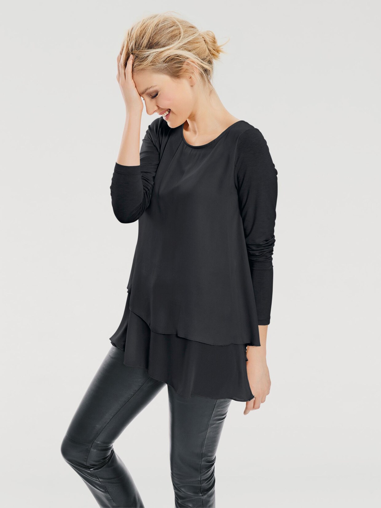 Linea Tesini Shirt met ronde hals - zwart