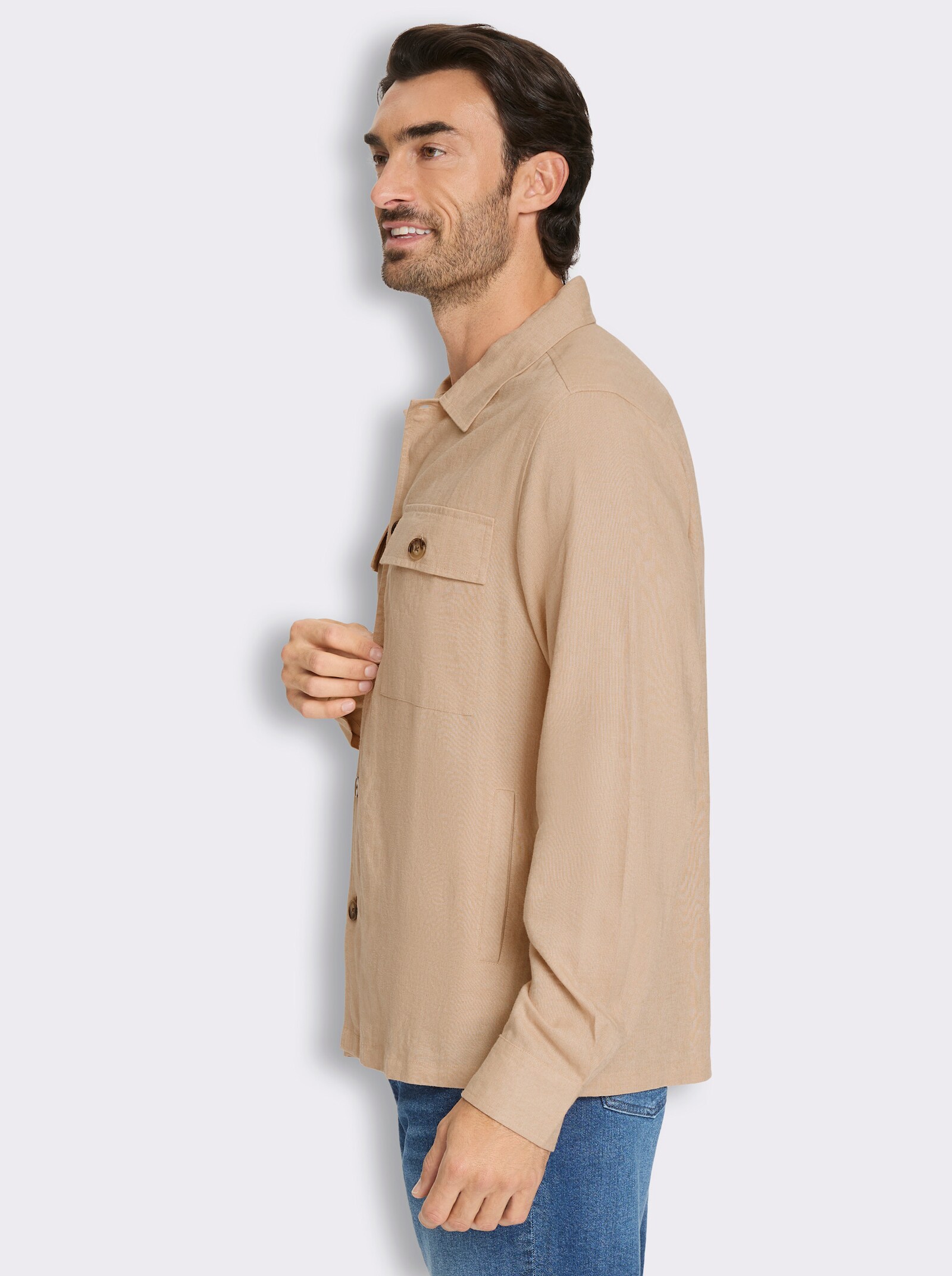 Marco Donati Langarmhemd aus Leinen und Viskose - beige