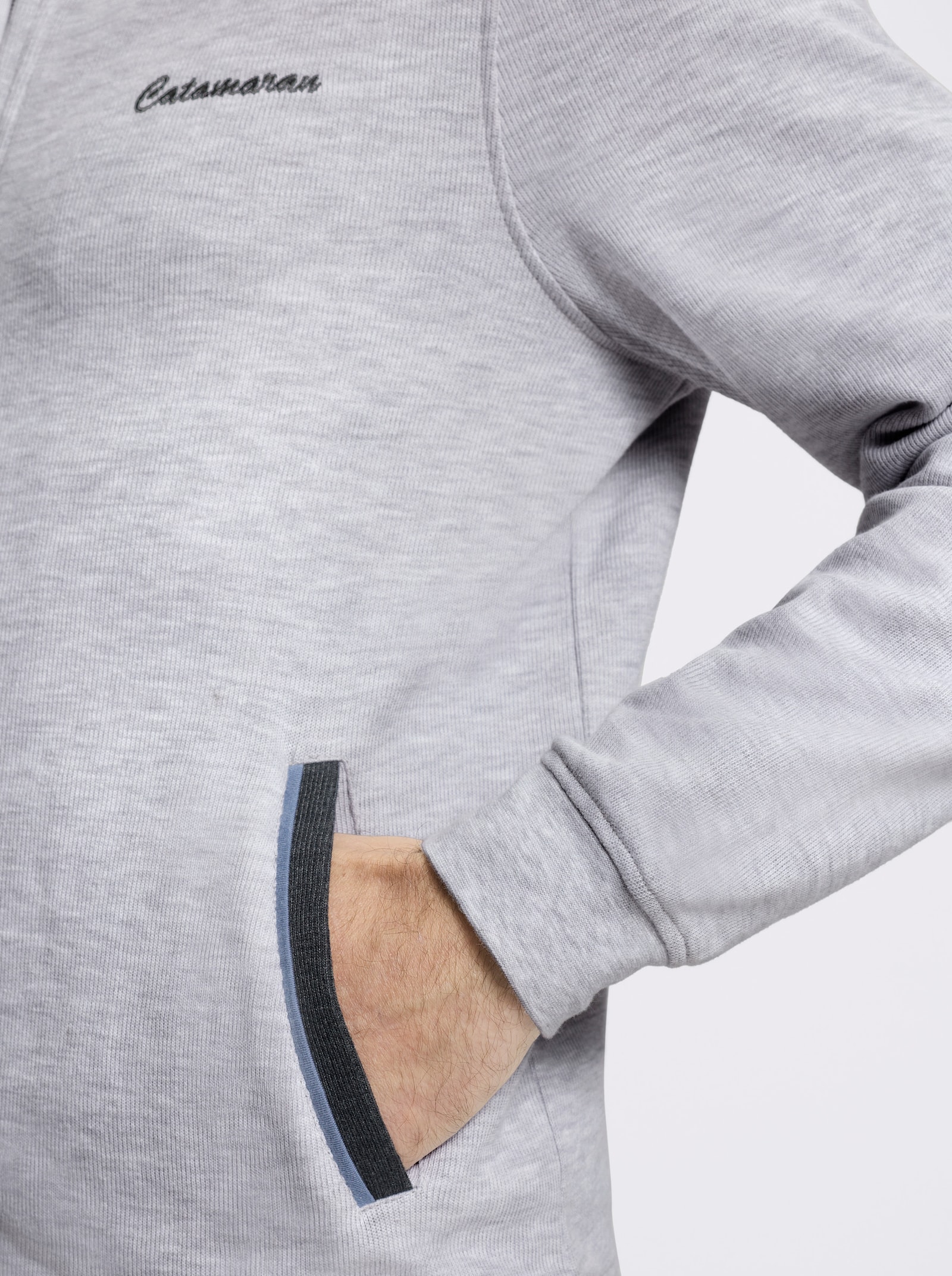 Catamaran Shirtjacke mit durchgehendem Reißverschluss - hellgrau-meliert