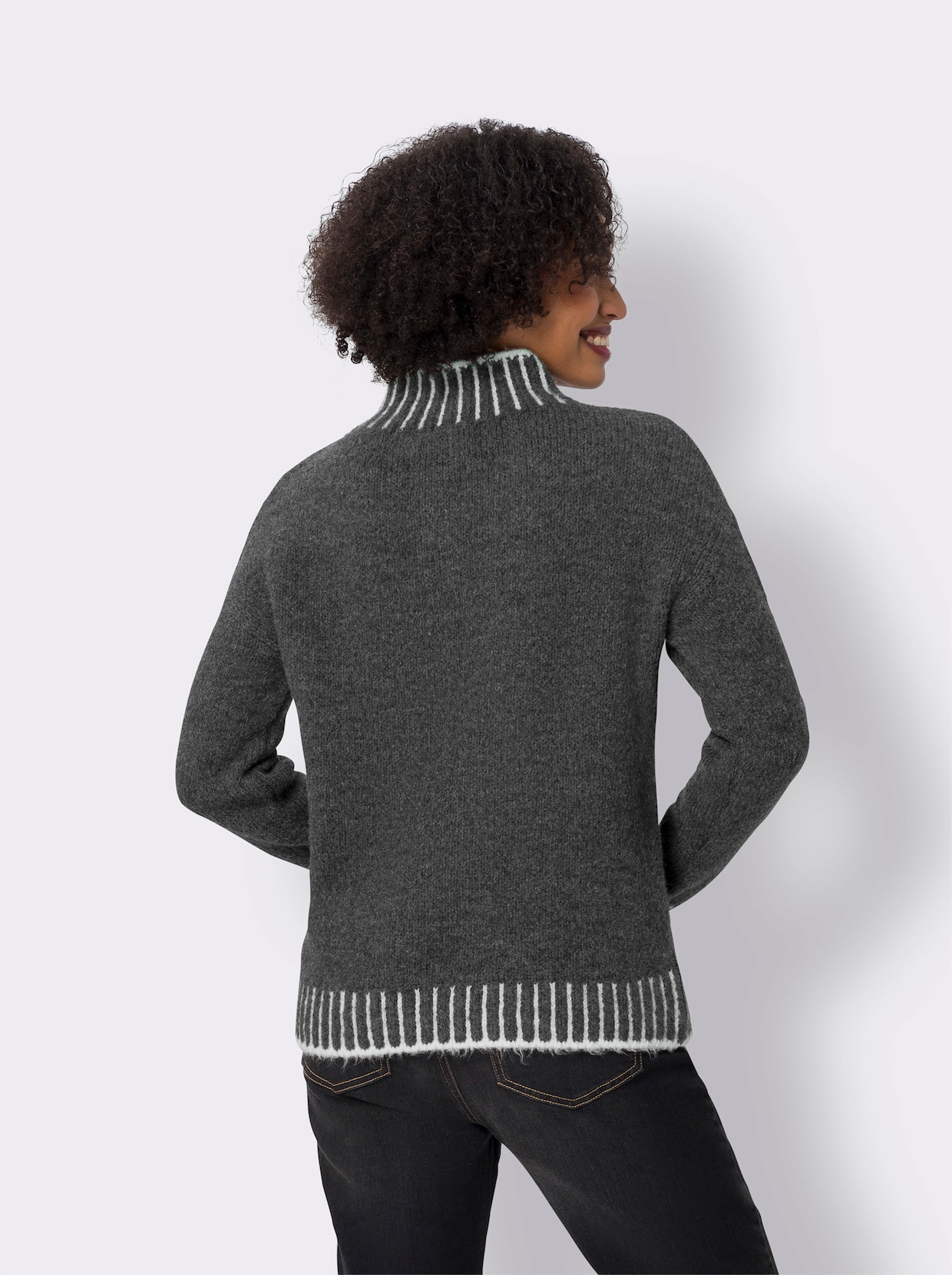 heine Stehkragenpullover - graphit-ecru-meliert