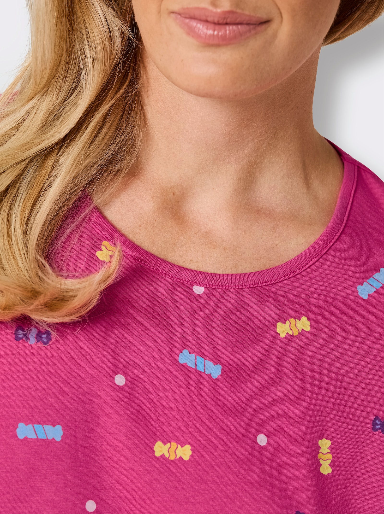 wäschepur Sleepshirts - marine-bedruckt + fuchsia-bedruckt