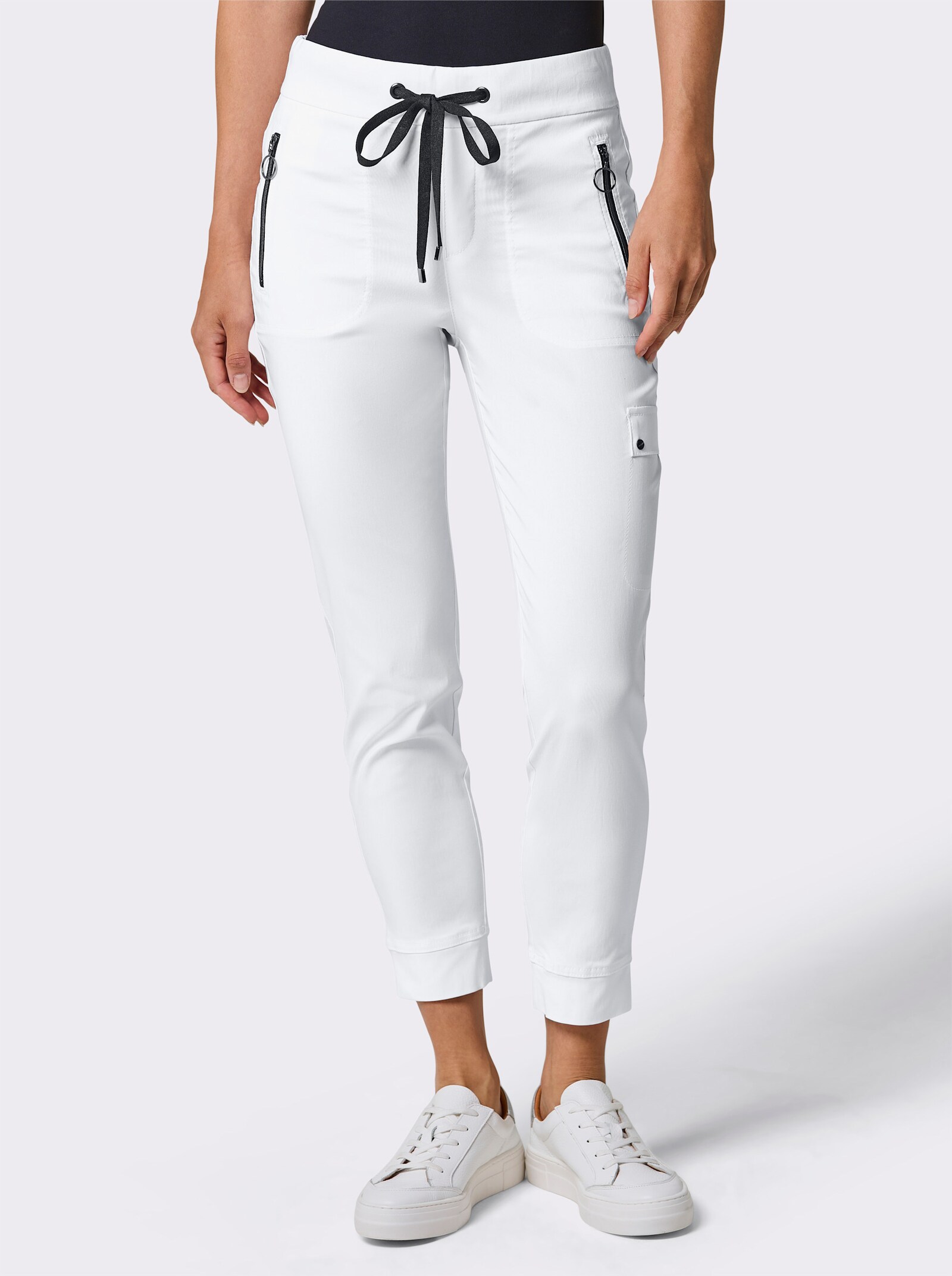 CREATION L PREMIUM Jogg Pants mit innenliegendem Dehnbund - weiß